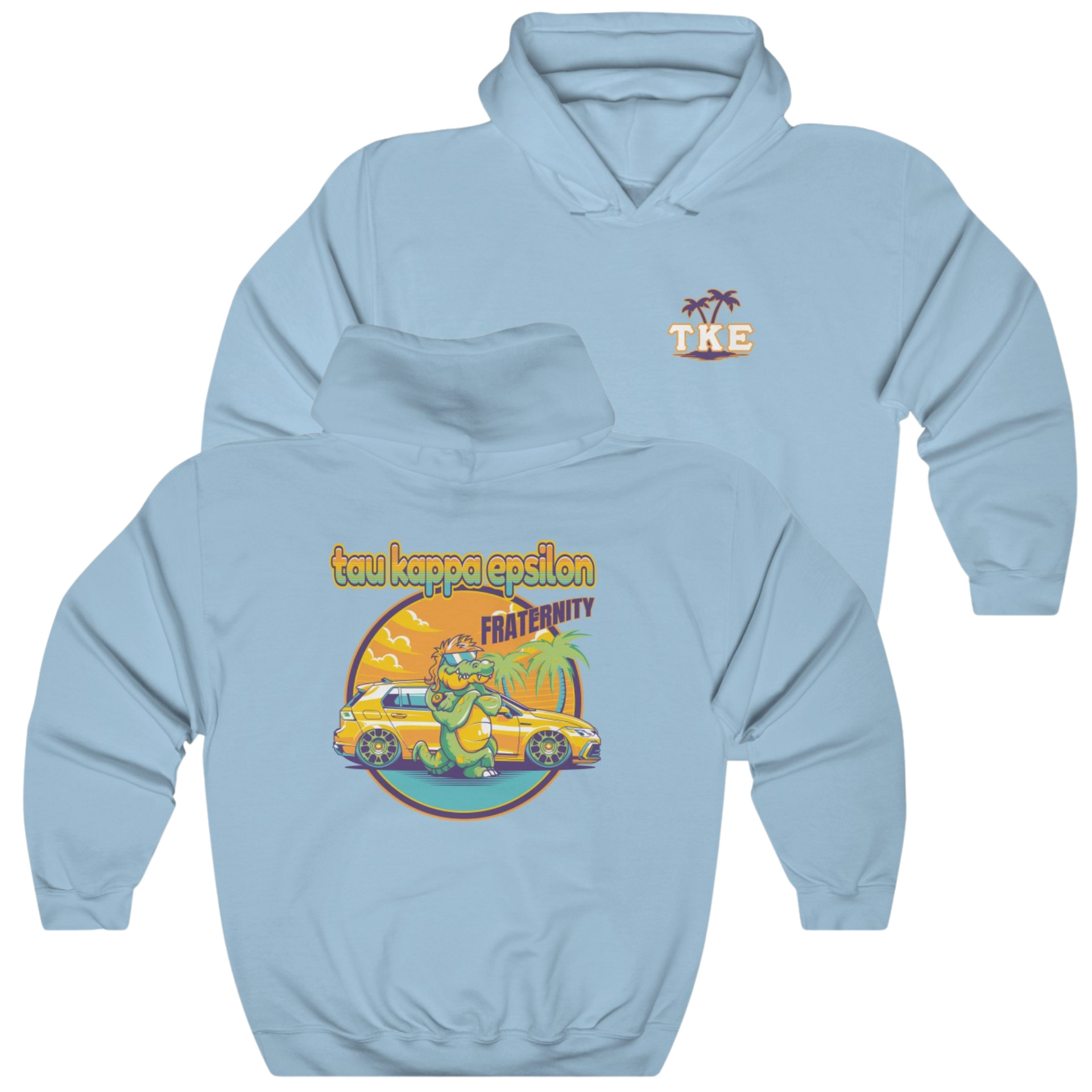 Light Blue Tau Kappa Epsilon Graphic Hoodie | Cool Croc | TKE Clothing and Merchandise 