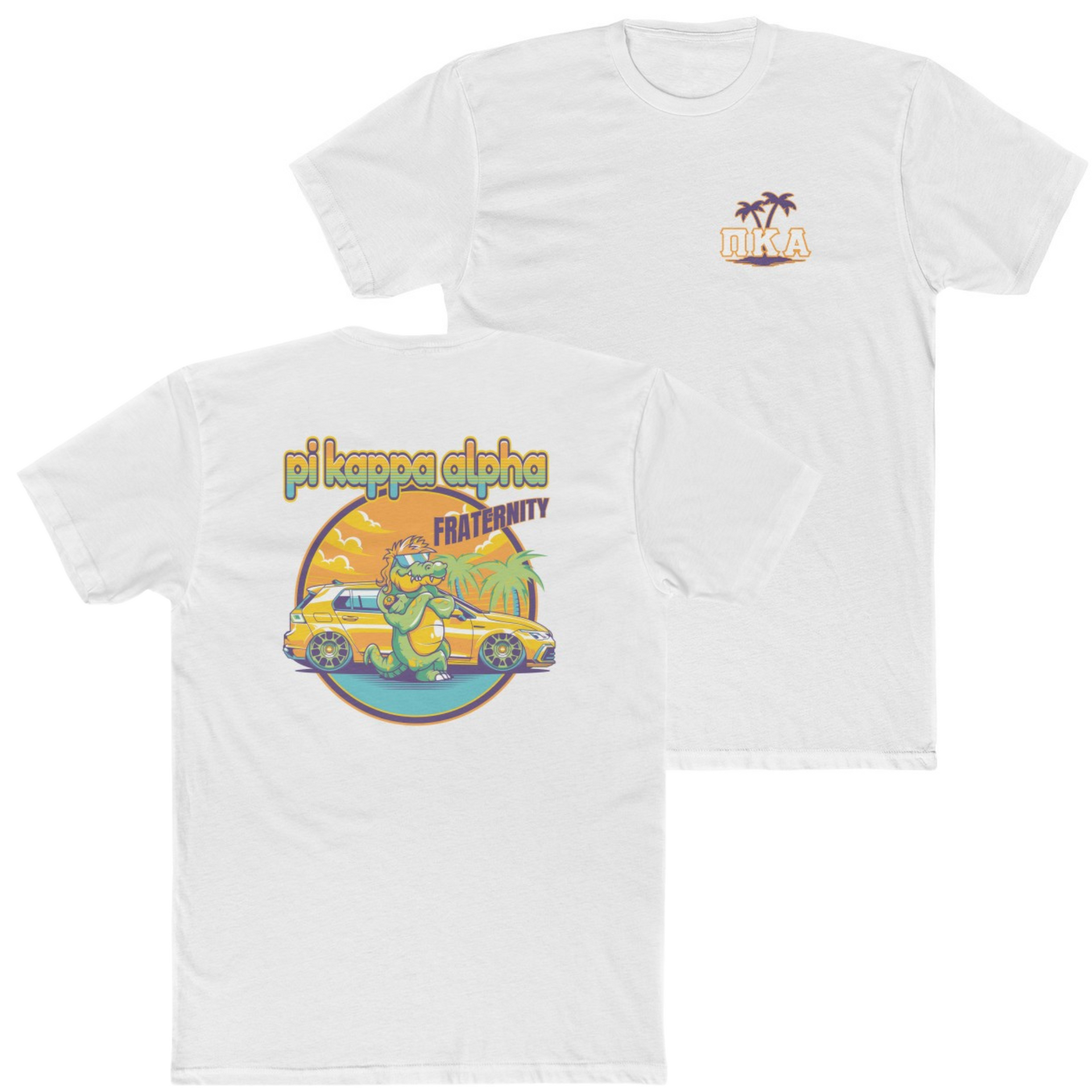 white Pi Kappa Alpha Graphic T-Shirt | Cool Croc | Pi kappa alpha fraternity shirt 