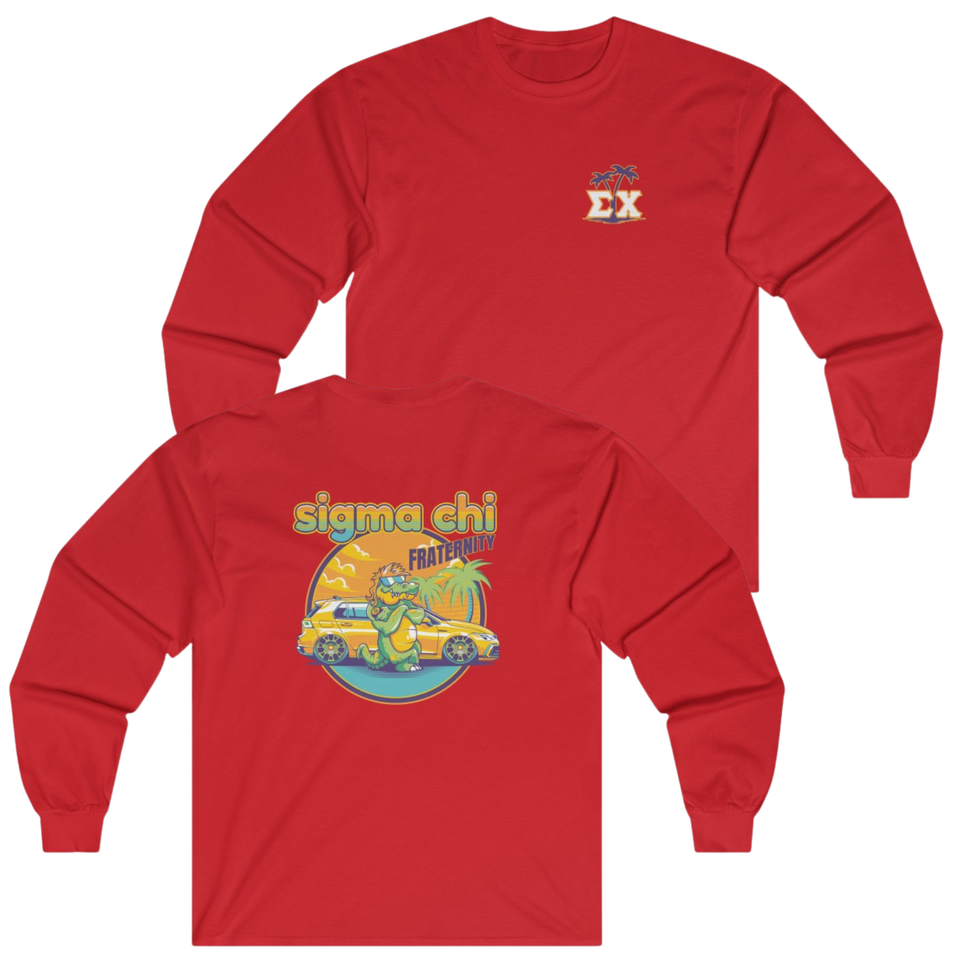Red Sigma Chi Graphic Long Sleeve | Cool Croc | Sigma Chi Fraternity Apparel