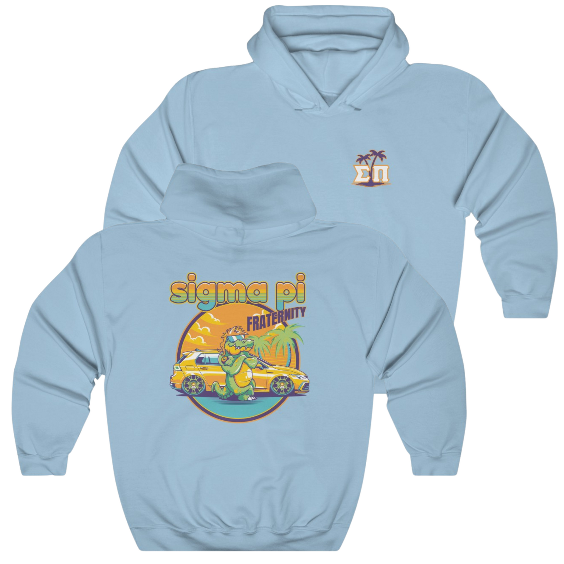 Light Blue Sigma Pi Graphic Hoodie | Cool Croc | Sigma Pi Apparel and Merchandise