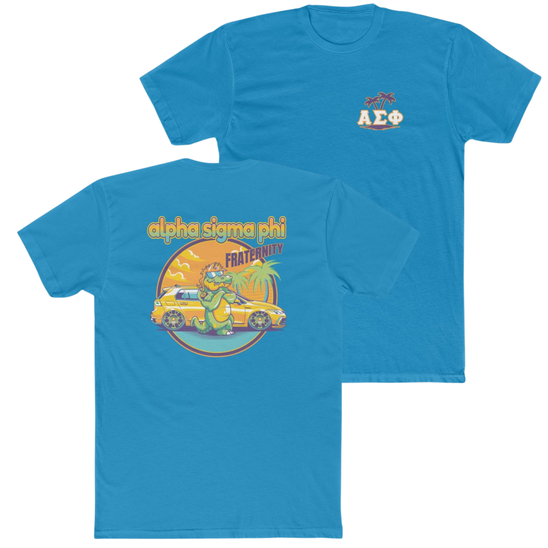 Turquoise Alpha Sigma Phi Graphic T-Shirt | Cool Croc | Alpha Sigma Phi Fraternity Shirt
