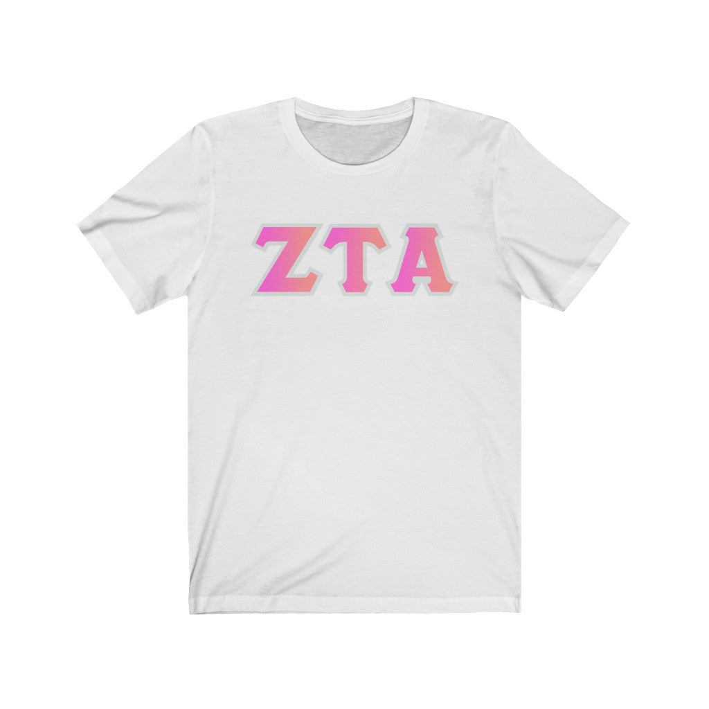 Zeta Tau Alpha Printed Letters | Bubble Gum T-Shirt