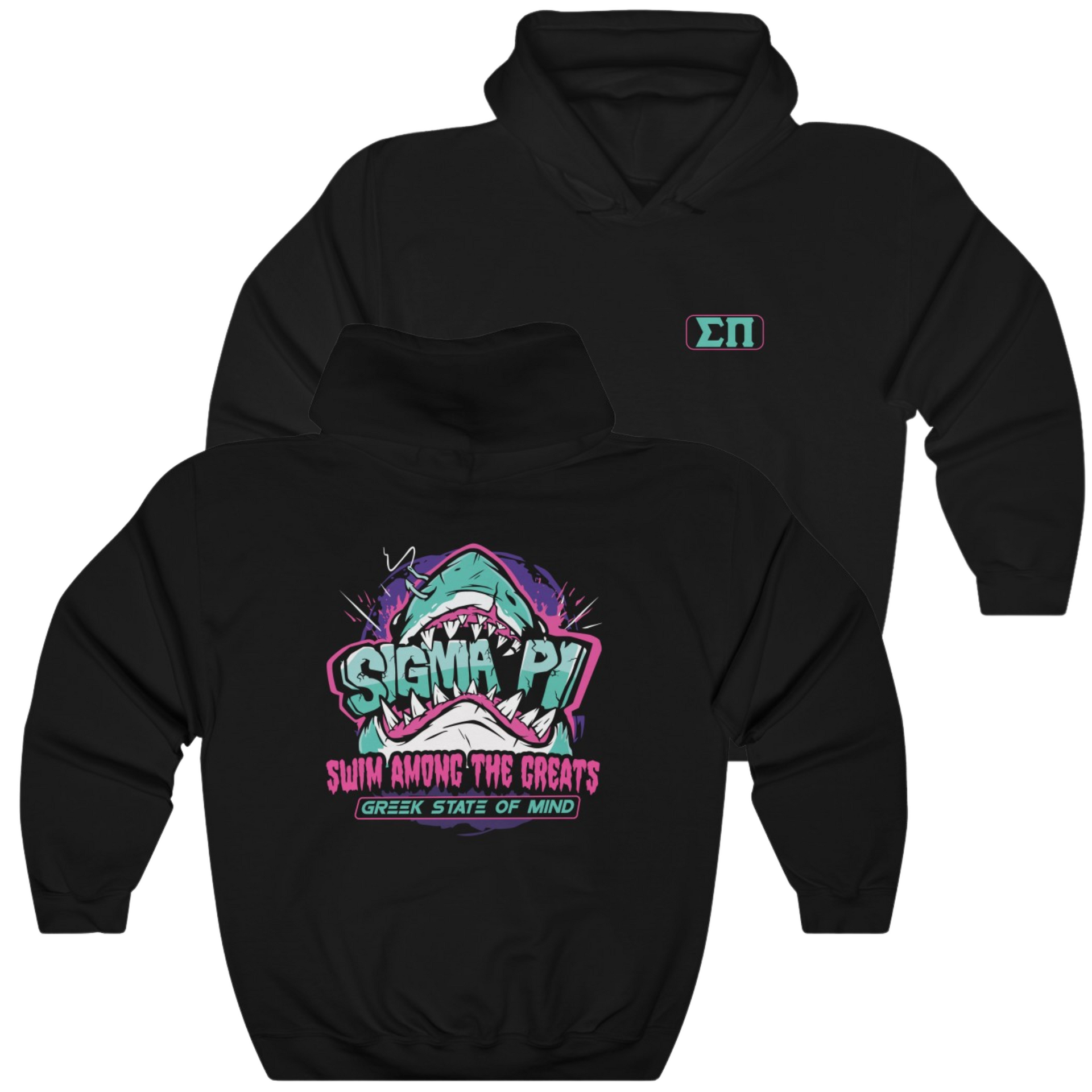 Black Sigma Pi Graphic Hoodie | The Deep End | Sigma Pi Apparel and Merchandise 