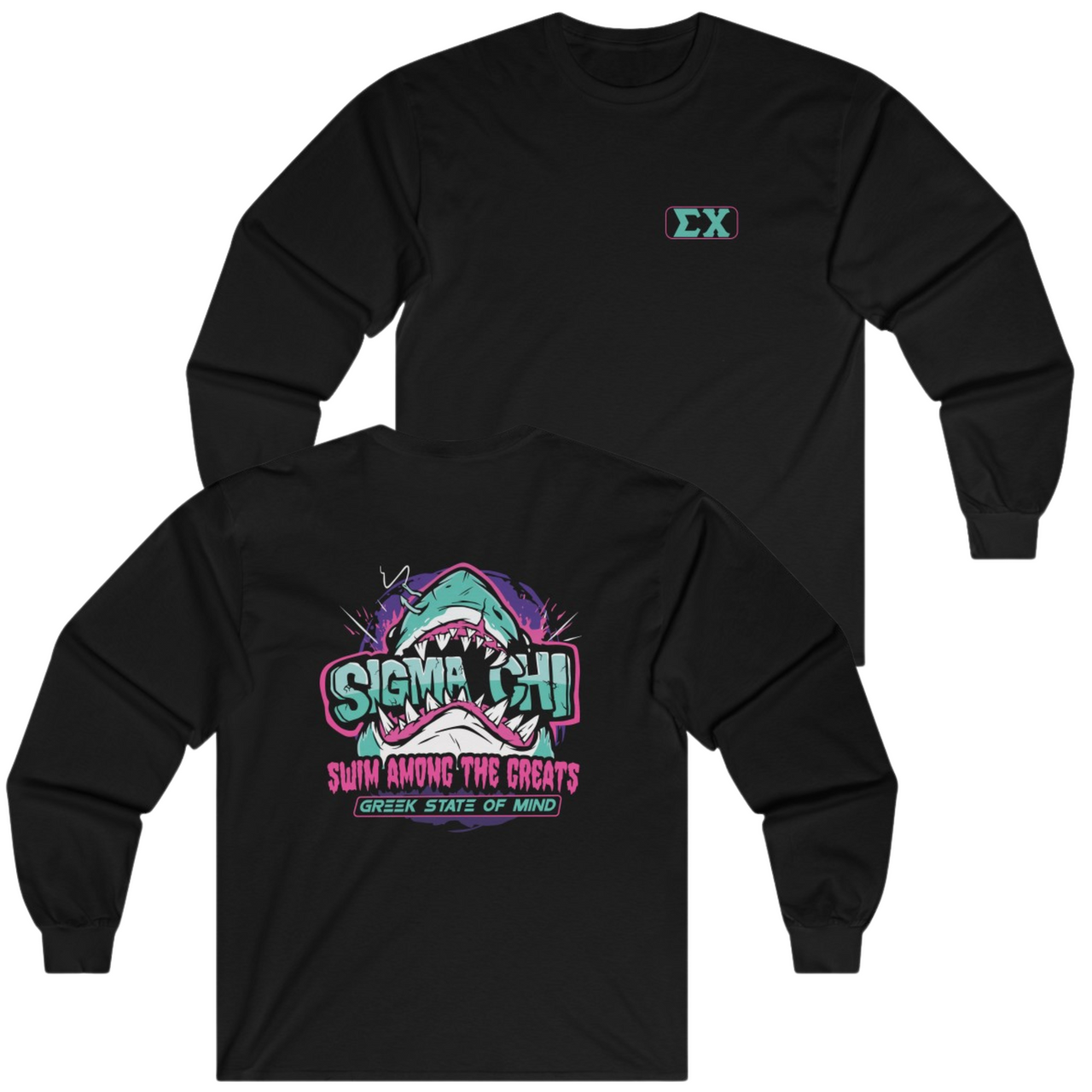 Black Sigma Chi Graphic Long Sleeve | The Deep End | Sigma Chi Fraternity Merch House