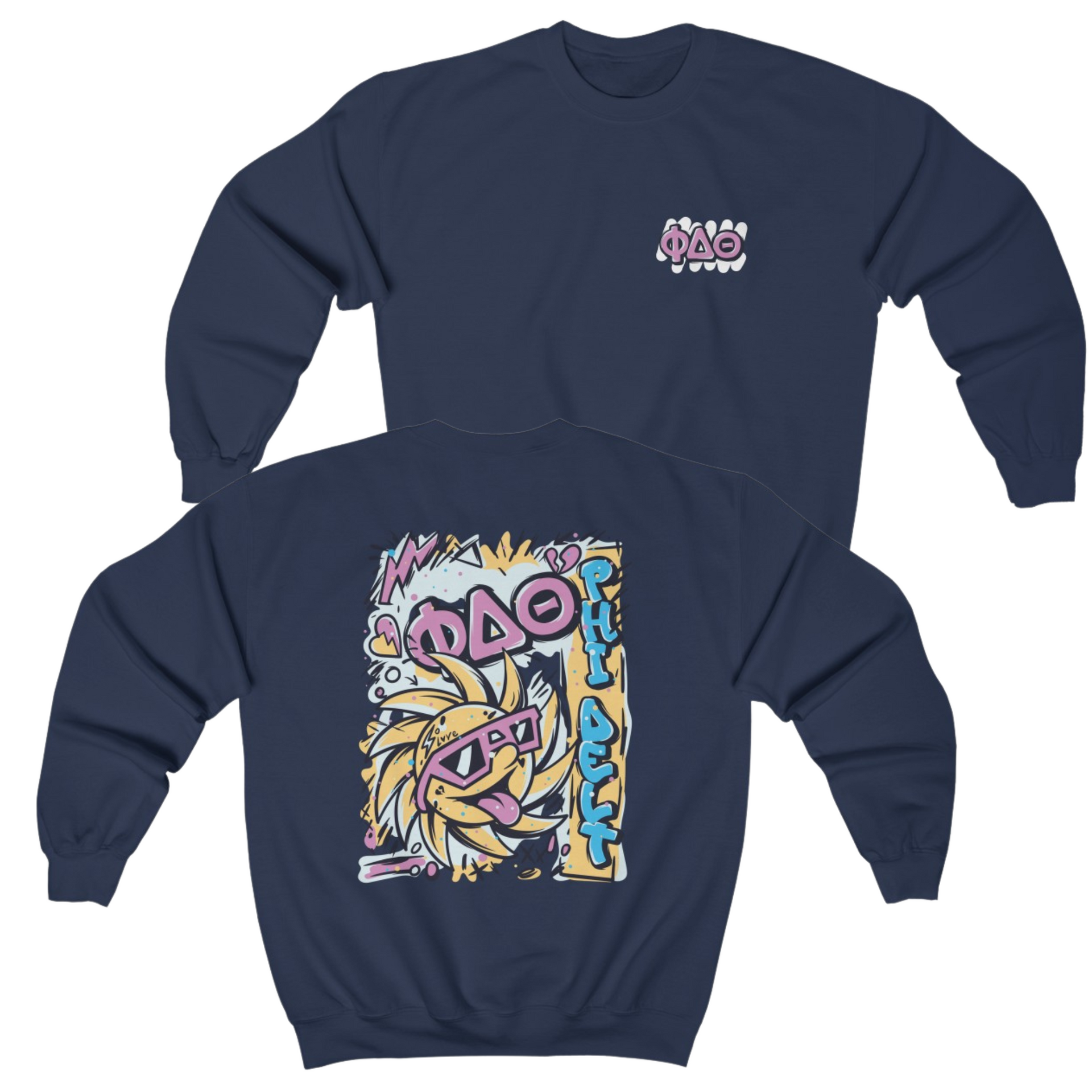 navy Phi Delta Theta Graphic Crewneck Sweatshirt | Fun in the Sun | phi delta theta fraternity greek apparel