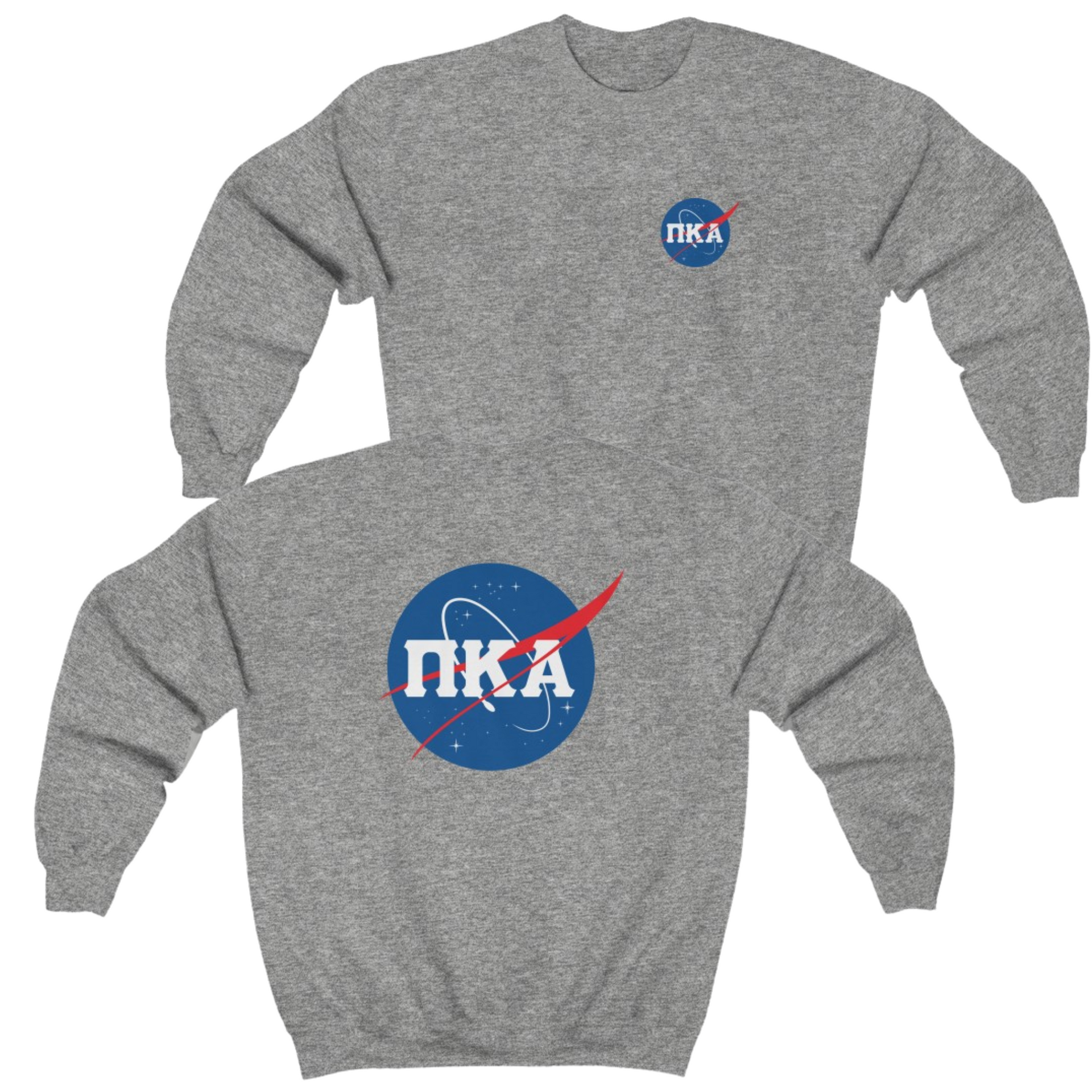 Grey Pi Kappa Alpha Graphic Crewneck Sweatshirt | Nasa 2.0 | Pi kappa alpha fraternity shirt 