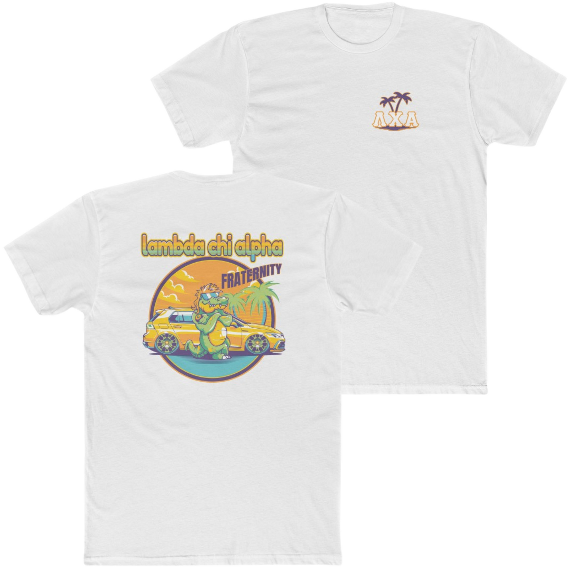 white Lambda Chi Alpha Graphic T-Shirt | Cool Croc | Lambda Chi Alpha Fraternity Apparel 