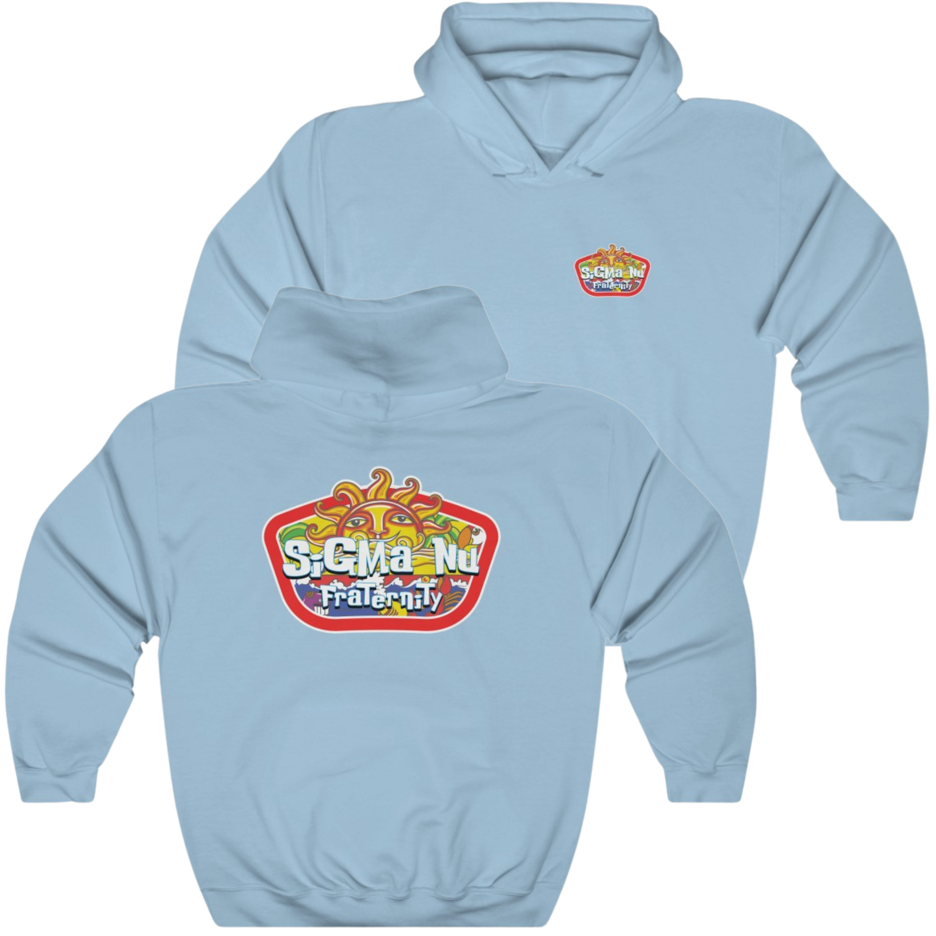 Light Blue Sigma Nu Graphic Hoodie | Summer Sol | Sigma Nu Clothing, Apparel and Merchandise 