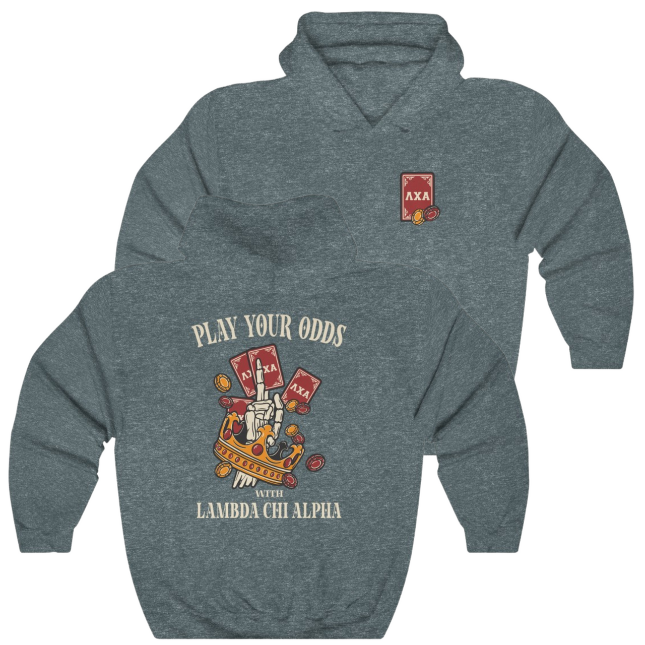 Grey Lambda Chi Alpha Graphic Hoodie | Play Your Odds | Lambda Chi Alpha Fraternity Apparel 