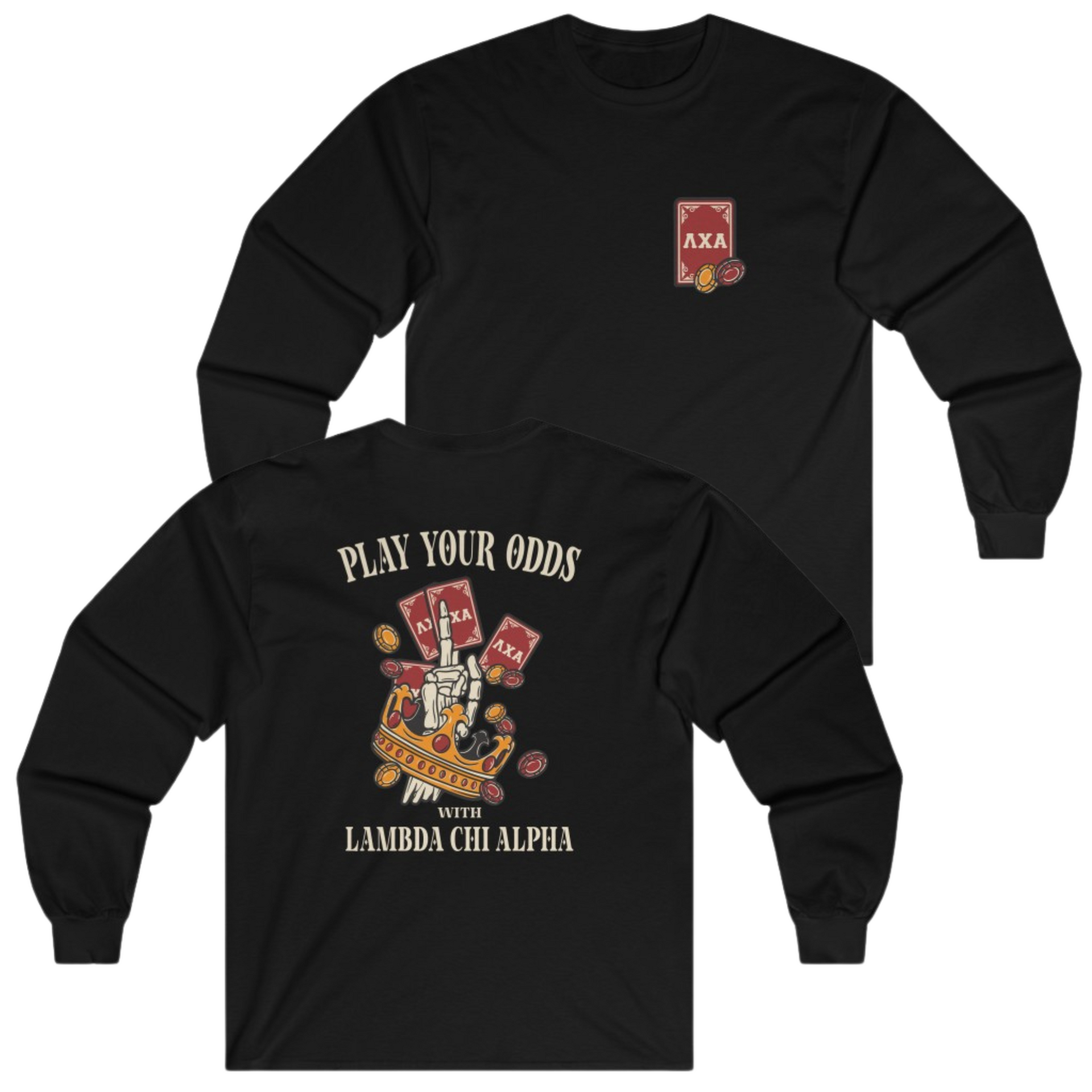 Black Lambda Chi Alpha Graphic Long Sleeve | Play Your Odds | Lambda Chi Alpha Fraternity Apparel 