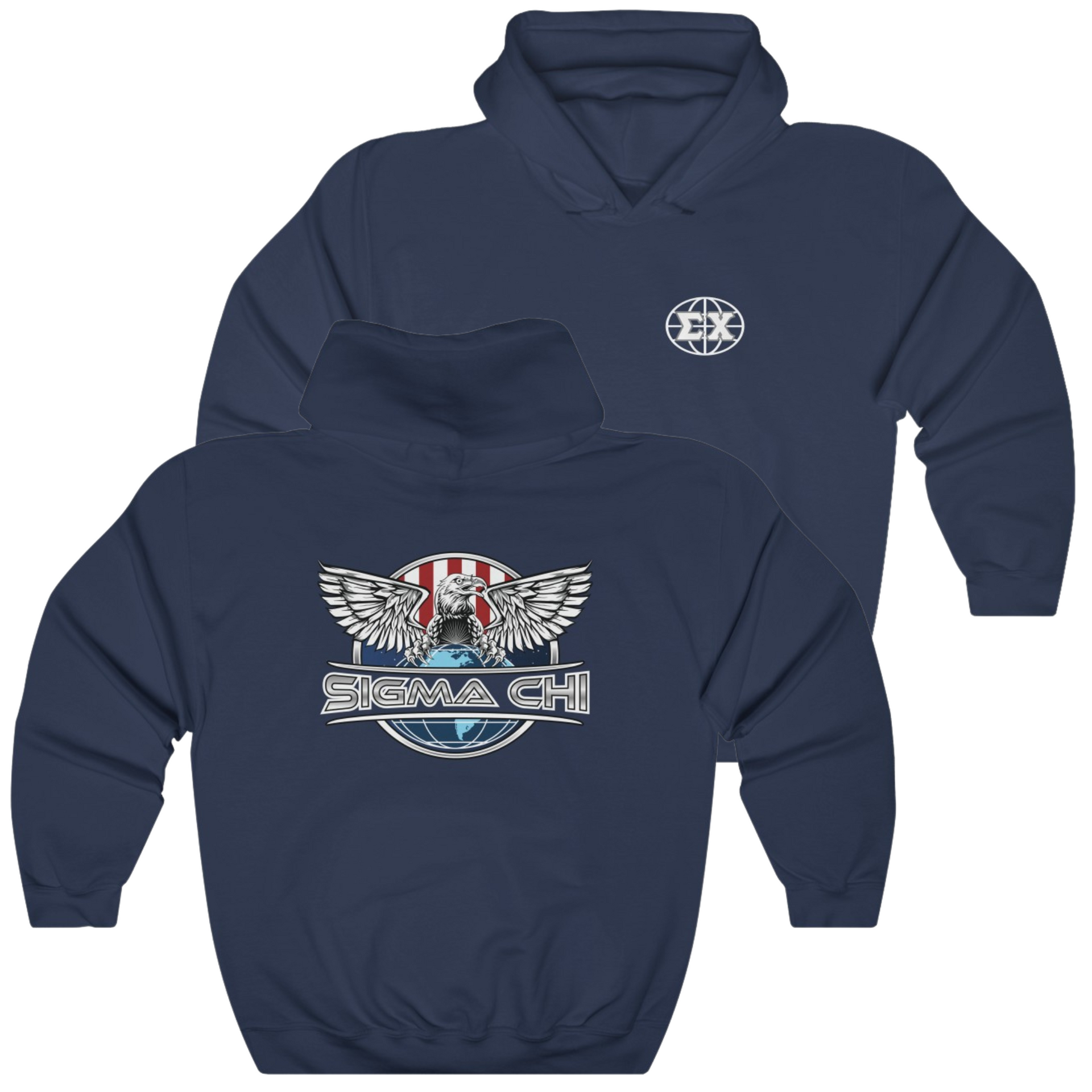 Navy Sigma Chi Graphic Hoodie | The Fraternal Order | Sigma Chi Fraternity Merch House