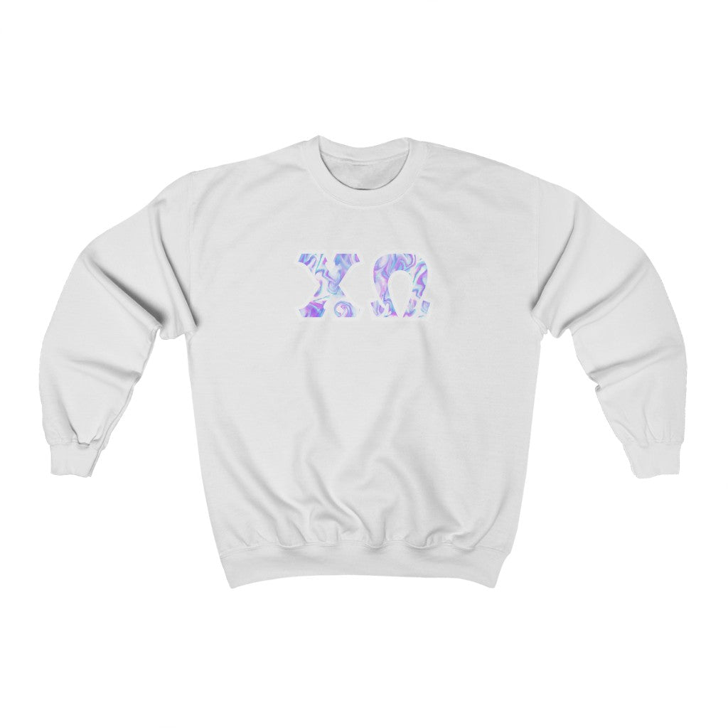 Chi Omega Printed Letters | Cotton Candy Tie-Dye Crewneck