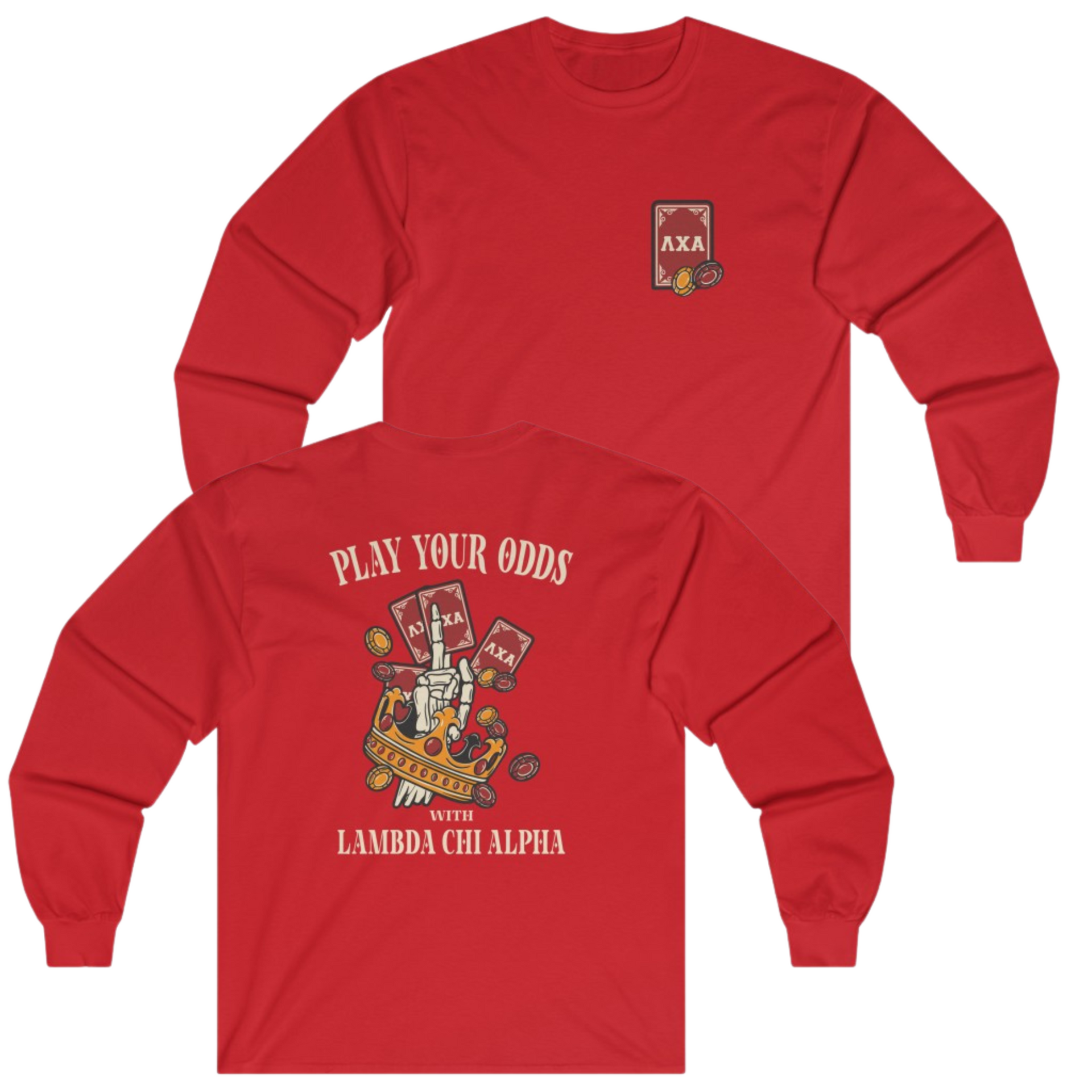 Red Lambda Chi Alpha Graphic Long Sleeve | Play Your Odds | Lambda Chi Alpha Fraternity Apparel 