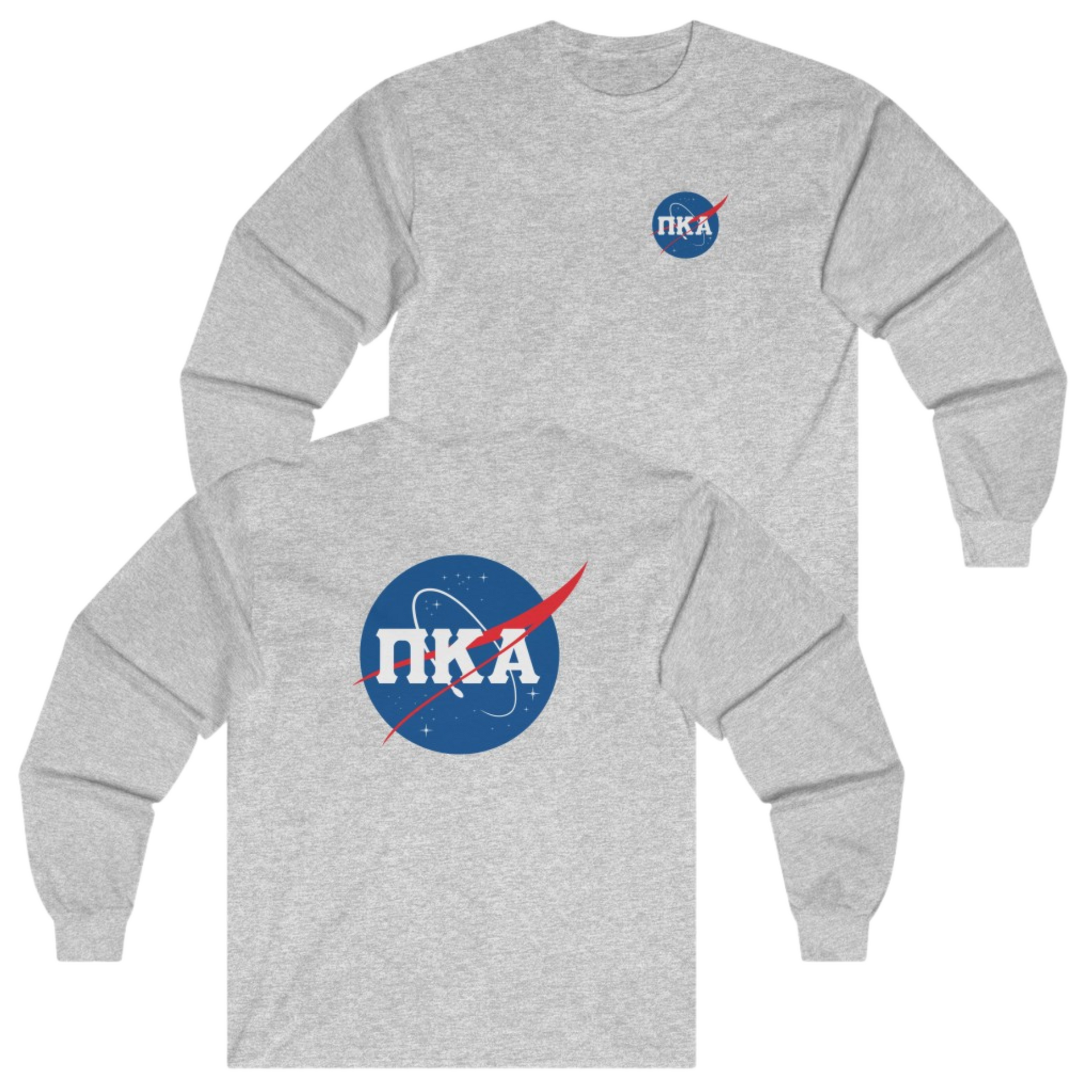 Grey Pi Kappa Alpha Graphic Long Sleeve | Nasa 2.0 | Pi kappa alpha fraternity shirt