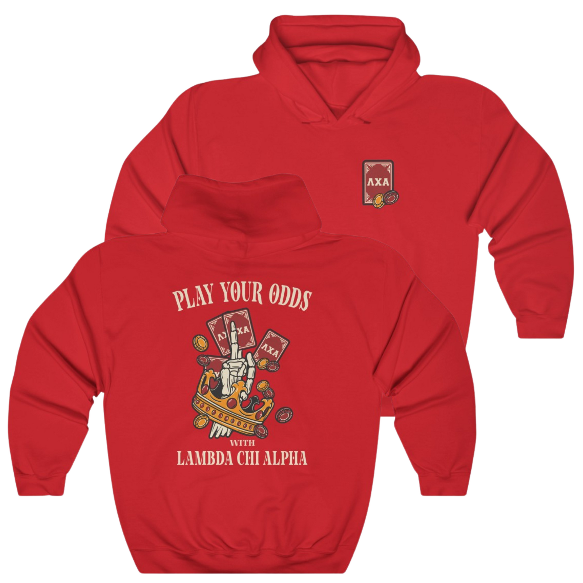 Red Lambda Chi Alpha Graphic Hoodie | Play Your Odds | Lambda Chi Alpha Fraternity Apparel 