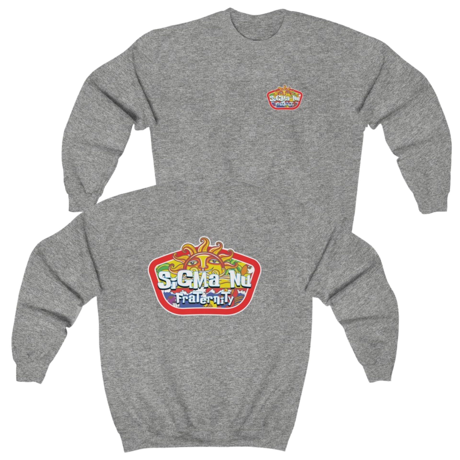 Grey Sigma Nu Graphic Crewneck Sweatshirt | Summer Sol | Sigma Nu Clothing, Apparel and Merchandise