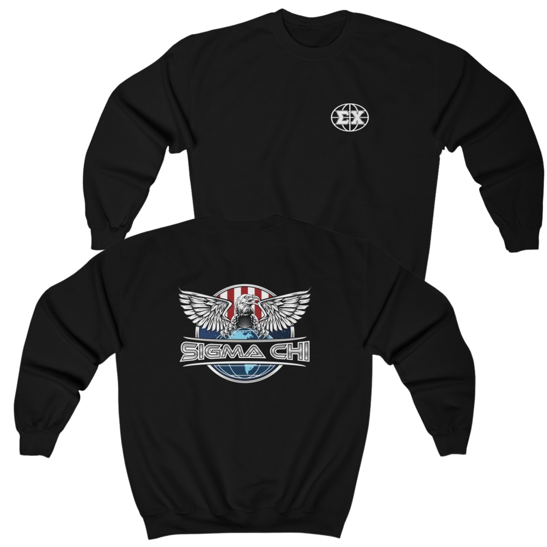Black Sigma Chi Graphic Crewneck Sweatshirt | The Fraternal Order | Sigma Chi Fraternity Merch House