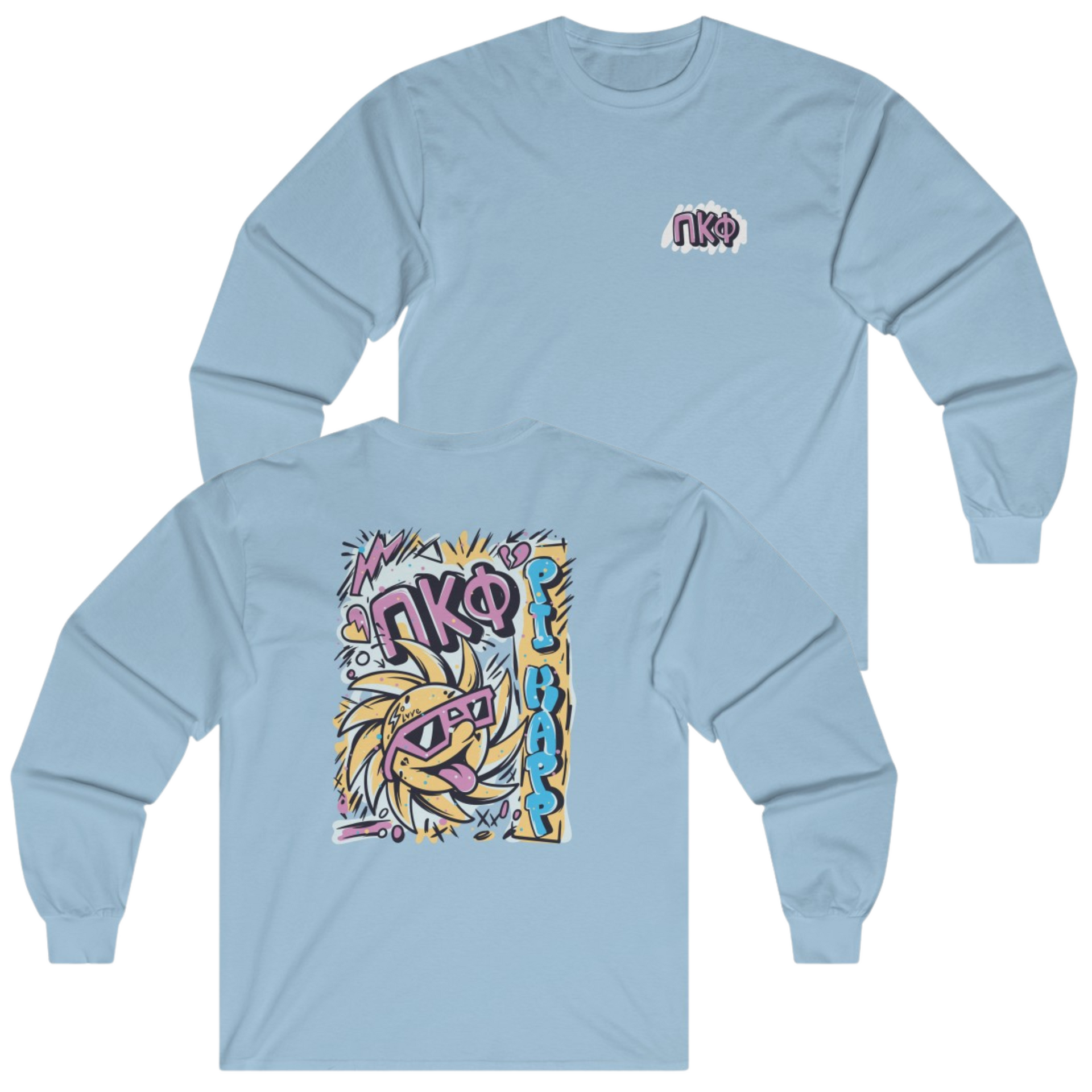 Light blue Pi Kappa Phi Graphic Long Sleeve | Fun in the Sun | Pi Kappa Phi Apparel and Merchandise
