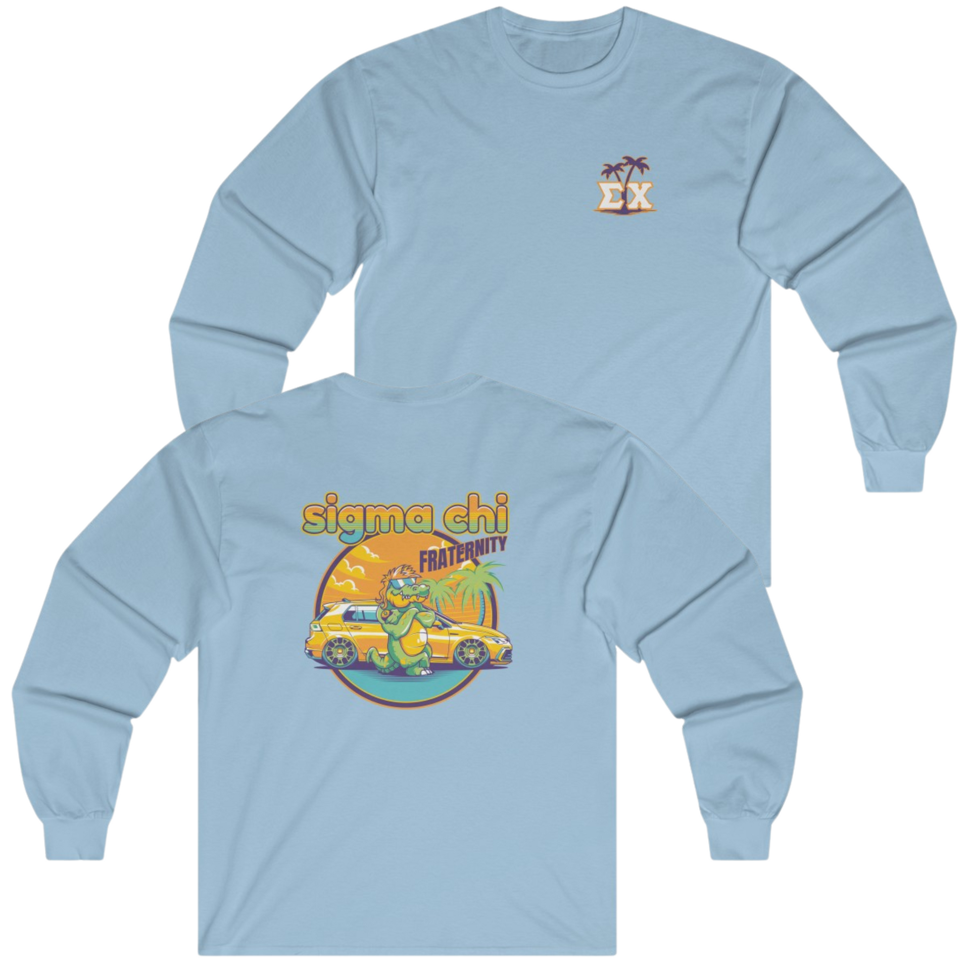 Light Blue Sigma Chi Graphic Long Sleeve | Cool Croc | Sigma Chi Fraternity Apparel