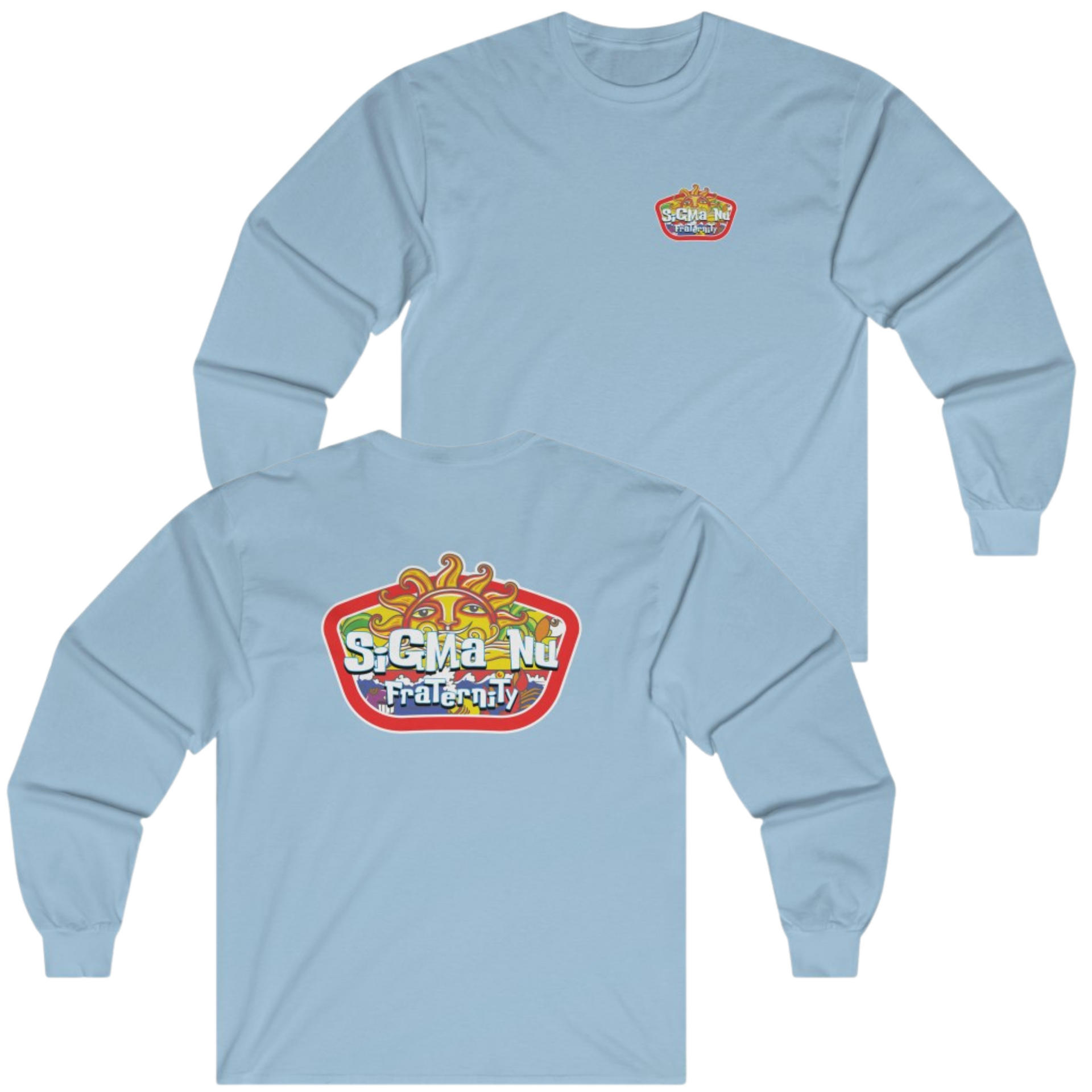 Light Blue Sigma Nu Graphic Long Sleeve | Summer Sol | Sigma Nu Clothing, Apparel and Merchandise