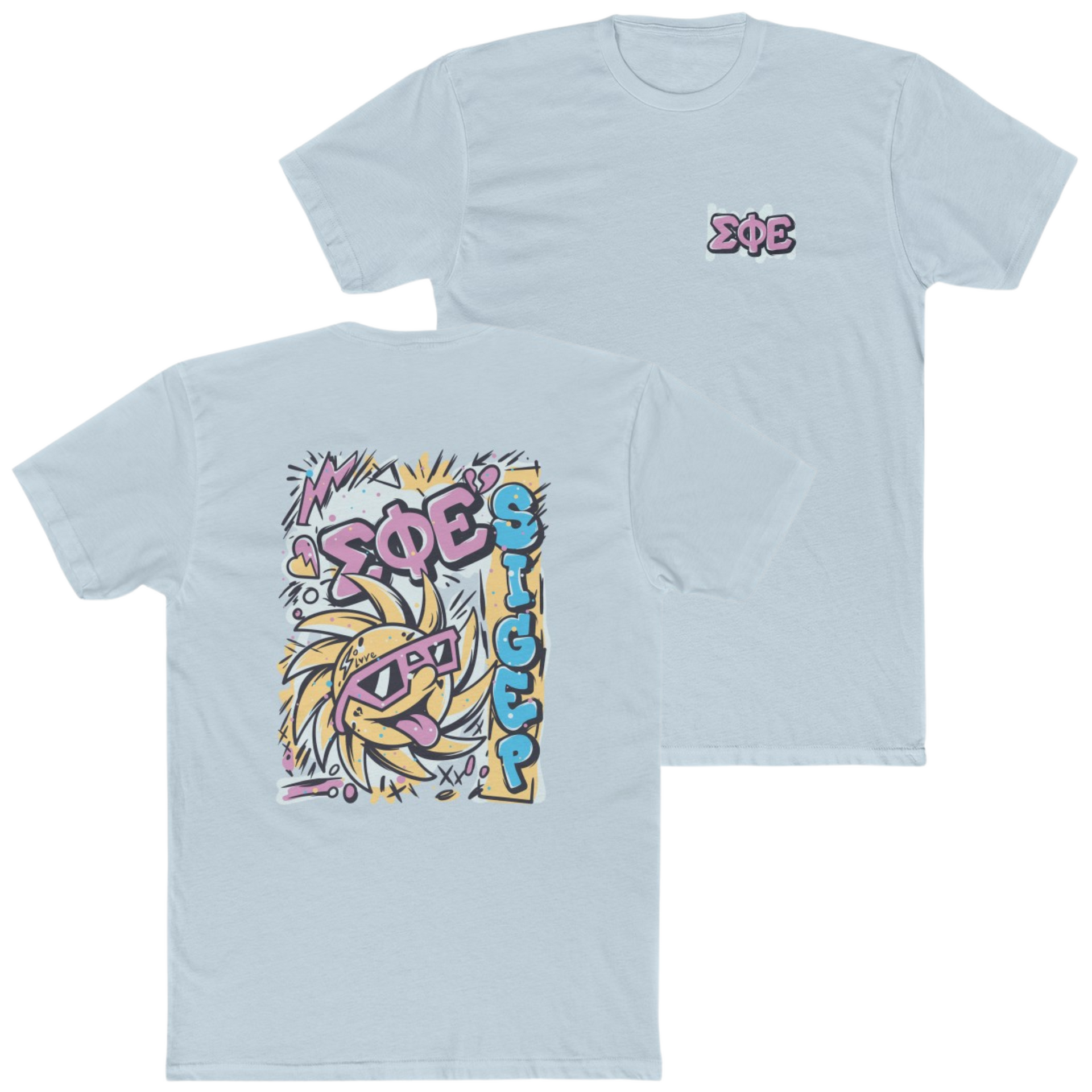 Light Blue Sigma Phi Epsilon Graphic T-Shirt | Fun in the Sun | SigEp Clothing - Campus Apparel
