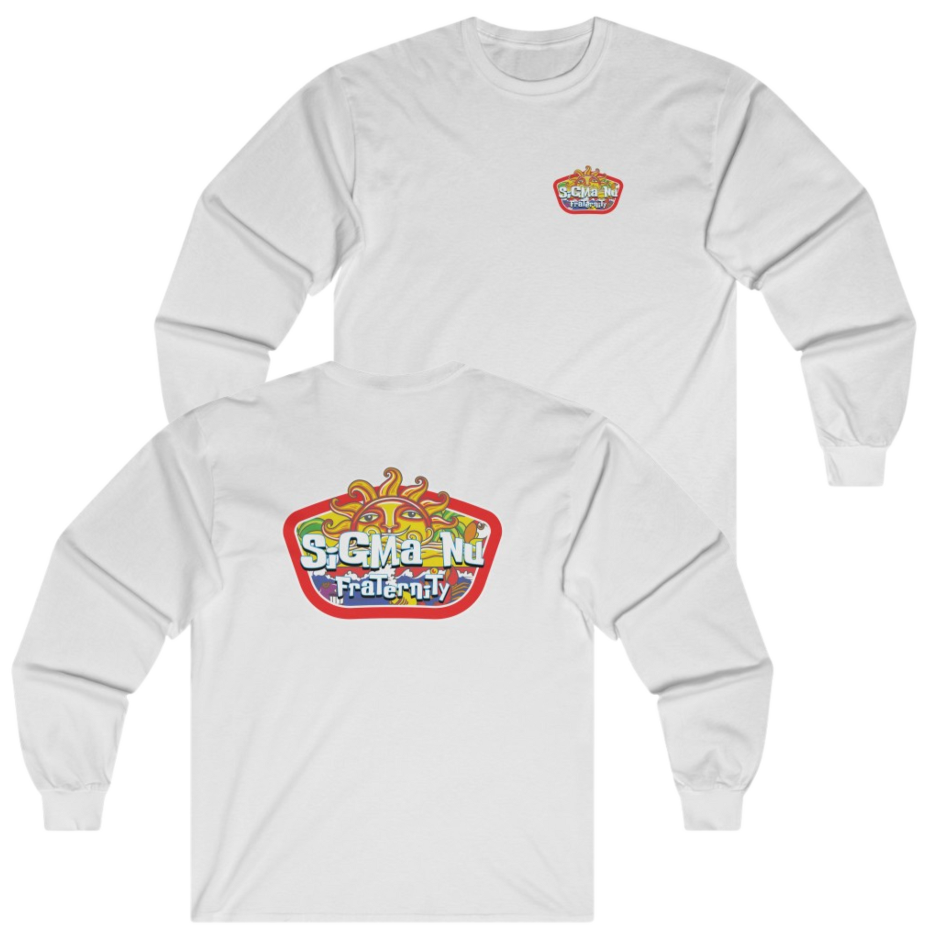 White Sigma Nu Graphic Long Sleeve | Summer Sol | Sigma Nu Clothing, Apparel and Merchandise 