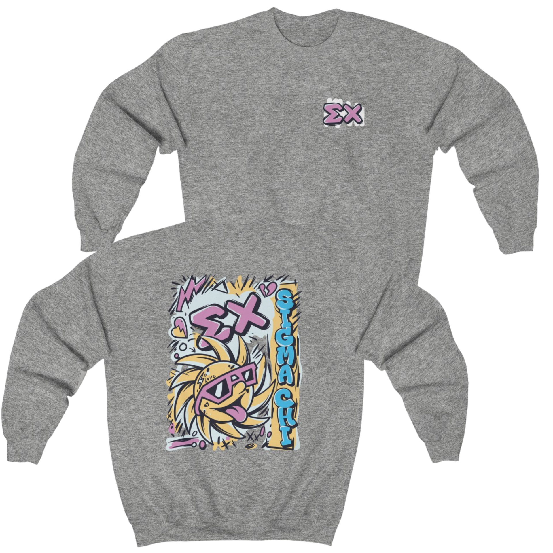 Grey Sigma Chi Graphic Crewneck Sweatshirt | Fun in the Sun | Sigma Chi Fraternity Apparel