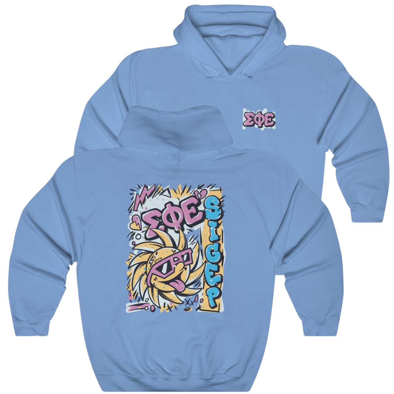Light Blue Sigma Phi Epsilon Graphic Hoodie | Fun in the Sun | SigEp Clothing - Campus Apparel