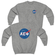 Grey Alpha Sigma Phi Graphic Crewneck Sweatshirt | Nasa 2.0 | Alpha Sigma Phi Fraternity Crewneck Shirt 