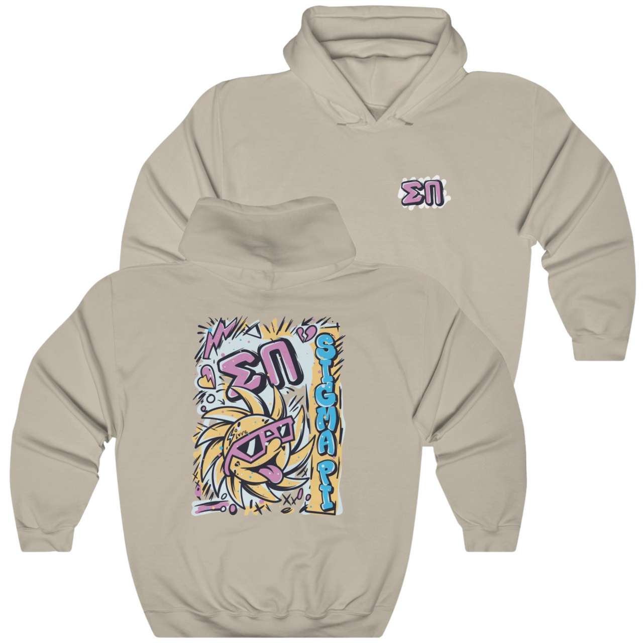 Sand Sigma Pi Graphic Hoodie | Fun in the Sun | Sigma Pi Apparel and Merchandise