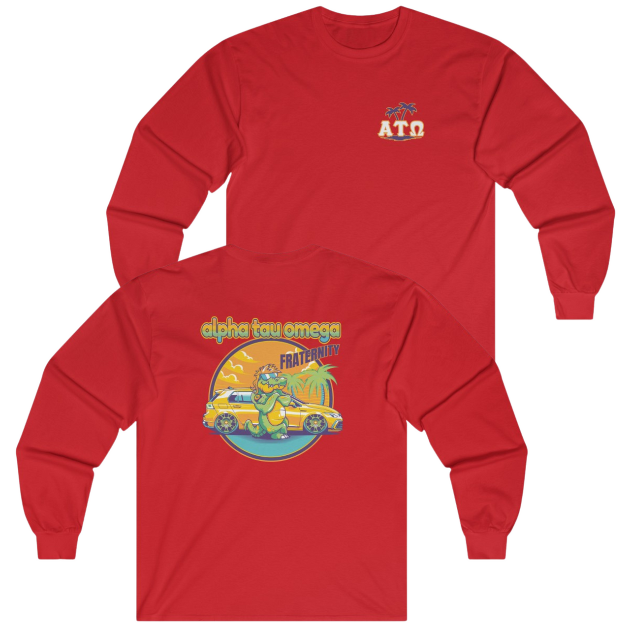 Red Alpha Tau Omega Graphic Long Sleeve | Cool Croc | Alpha Sigma Phi Fraternity Merch 