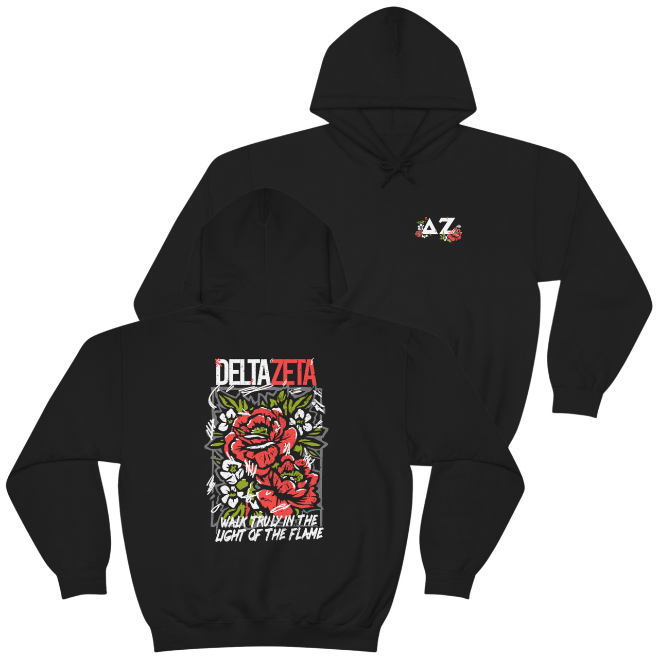 Delta Zeta Graphic Hoodie | Grunge Roses