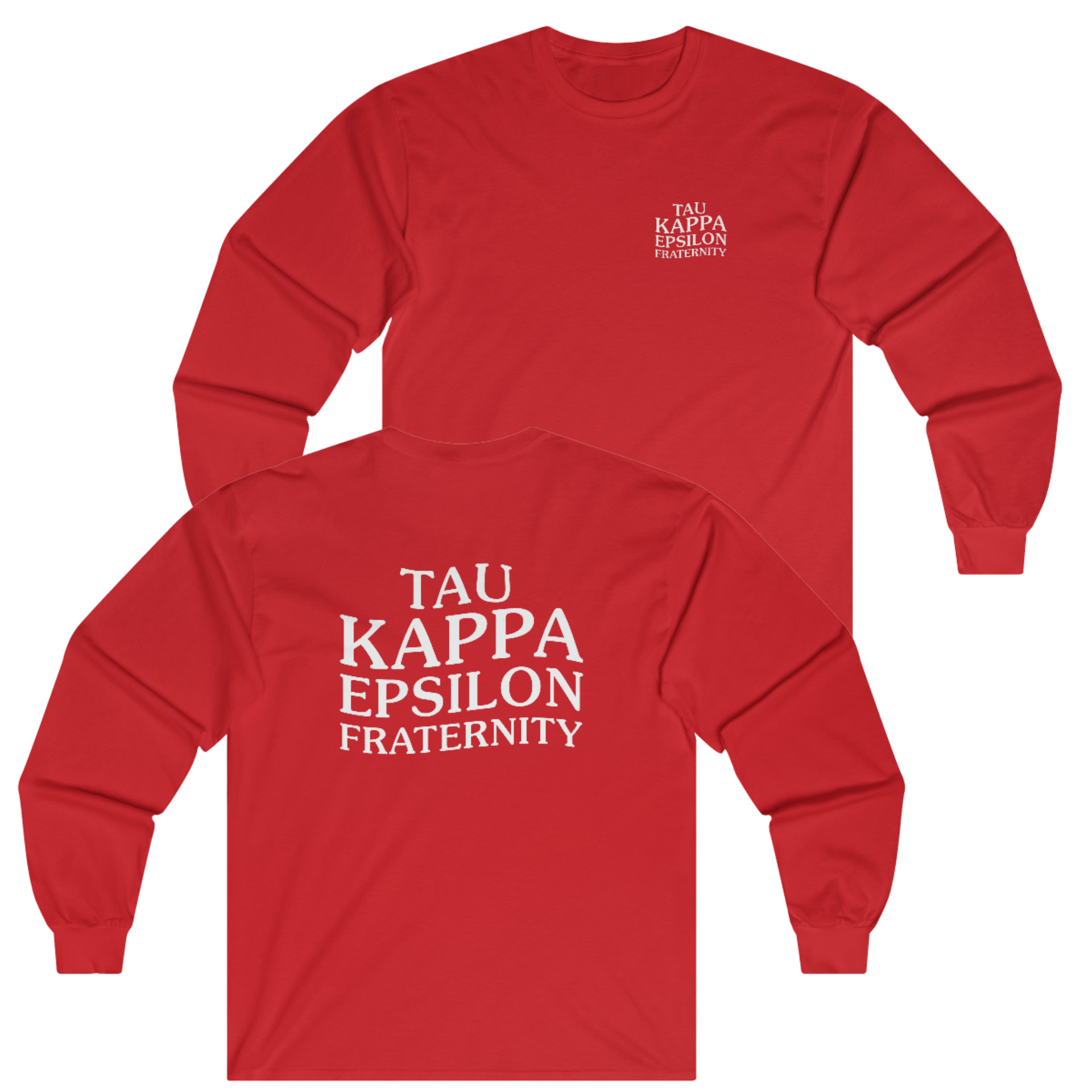 Red Tau Kappa Epsilon Graphic Long Sleeve T-Shirt | TKE Social Club | TKE Clothing and Merchandise