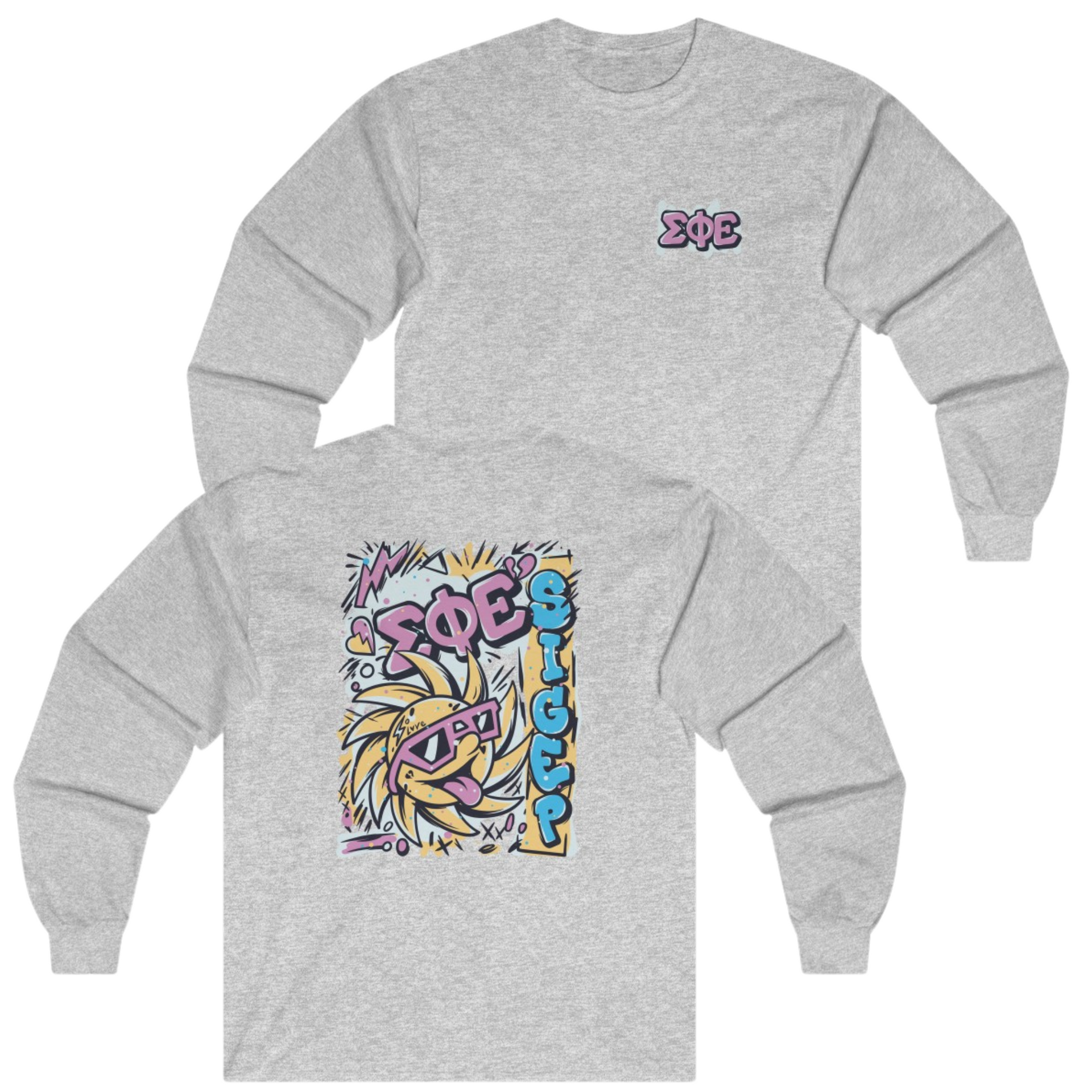 Grey Sigma Phi Epsilon Graphic Long Sleeve | Fun in the Sun | SigEp Clothing - Campus Apparel