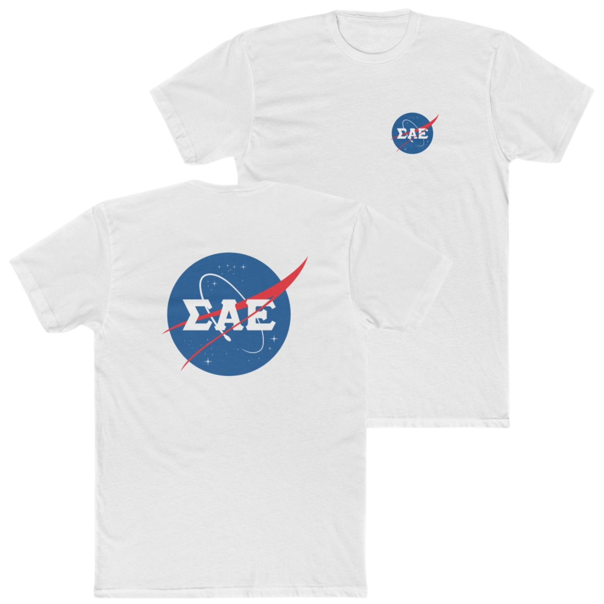 White Sigma Alpha Epsilon Graphic T-Shirt | Nasa 2.0 | Sigma Alpha Epsilon Clothing and Merchandise