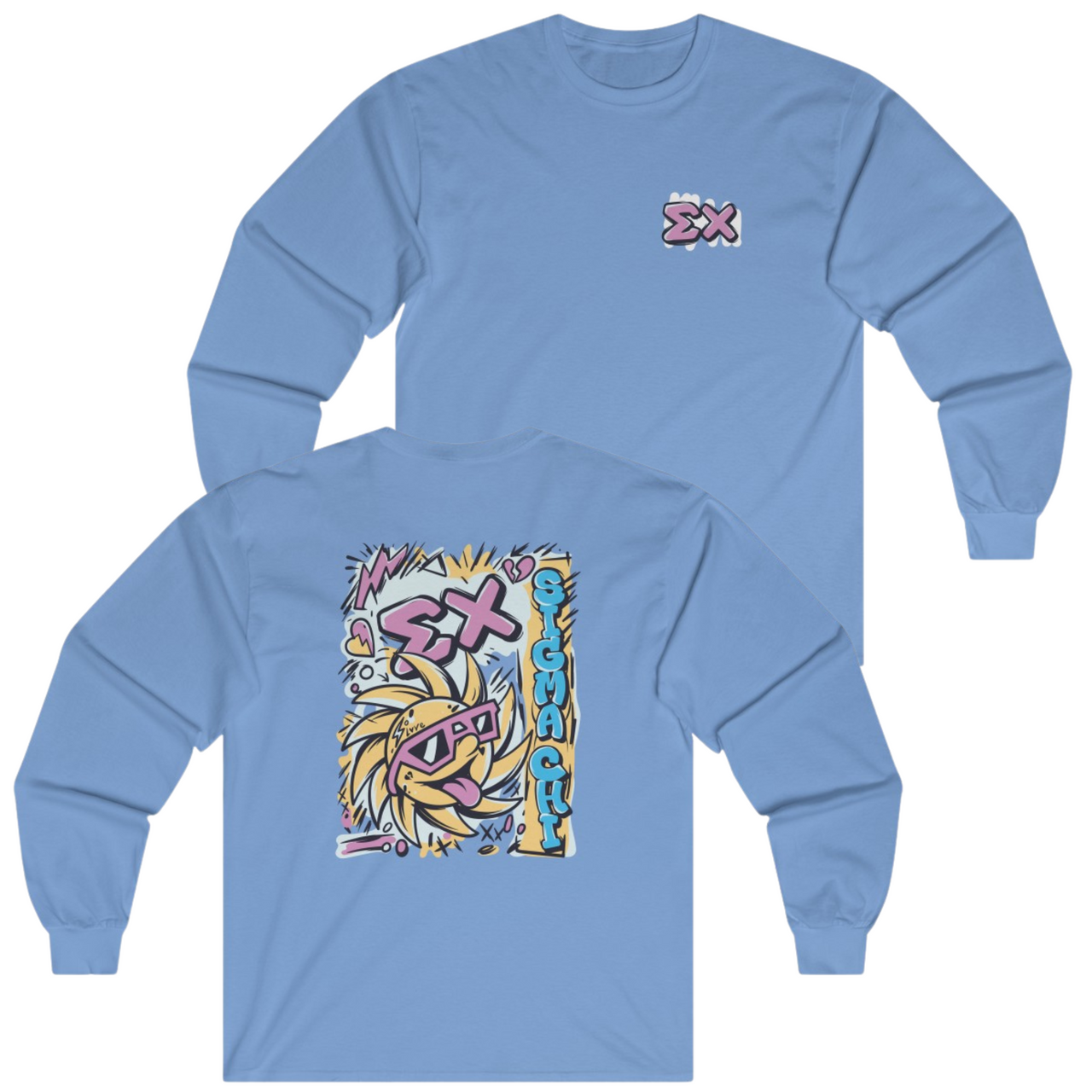 Blue Sigma Chi Graphic Long Sleeve | Fun in the Sun | Sigma Chi Fraternity Apparel