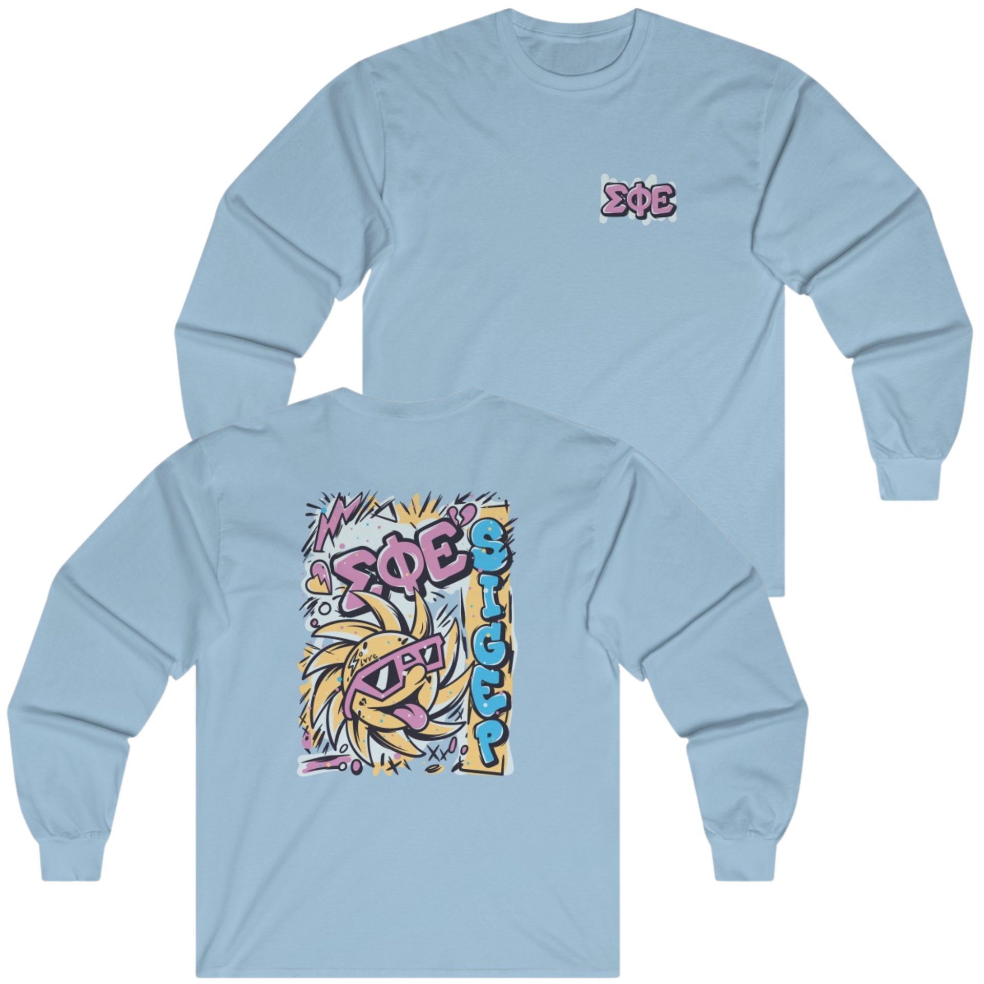 Light Blue Sigma Phi Epsilon Graphic Long Sleeve | Fun in the Sun | SigEp Clothing - Campus Apparel