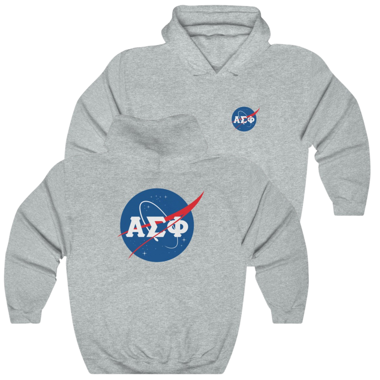 Grey Alpha Sigma Phi Graphic Hoodie | Nasa 2.0 | Alpha Sigma Phi Hoodie Fraternity Shirt 