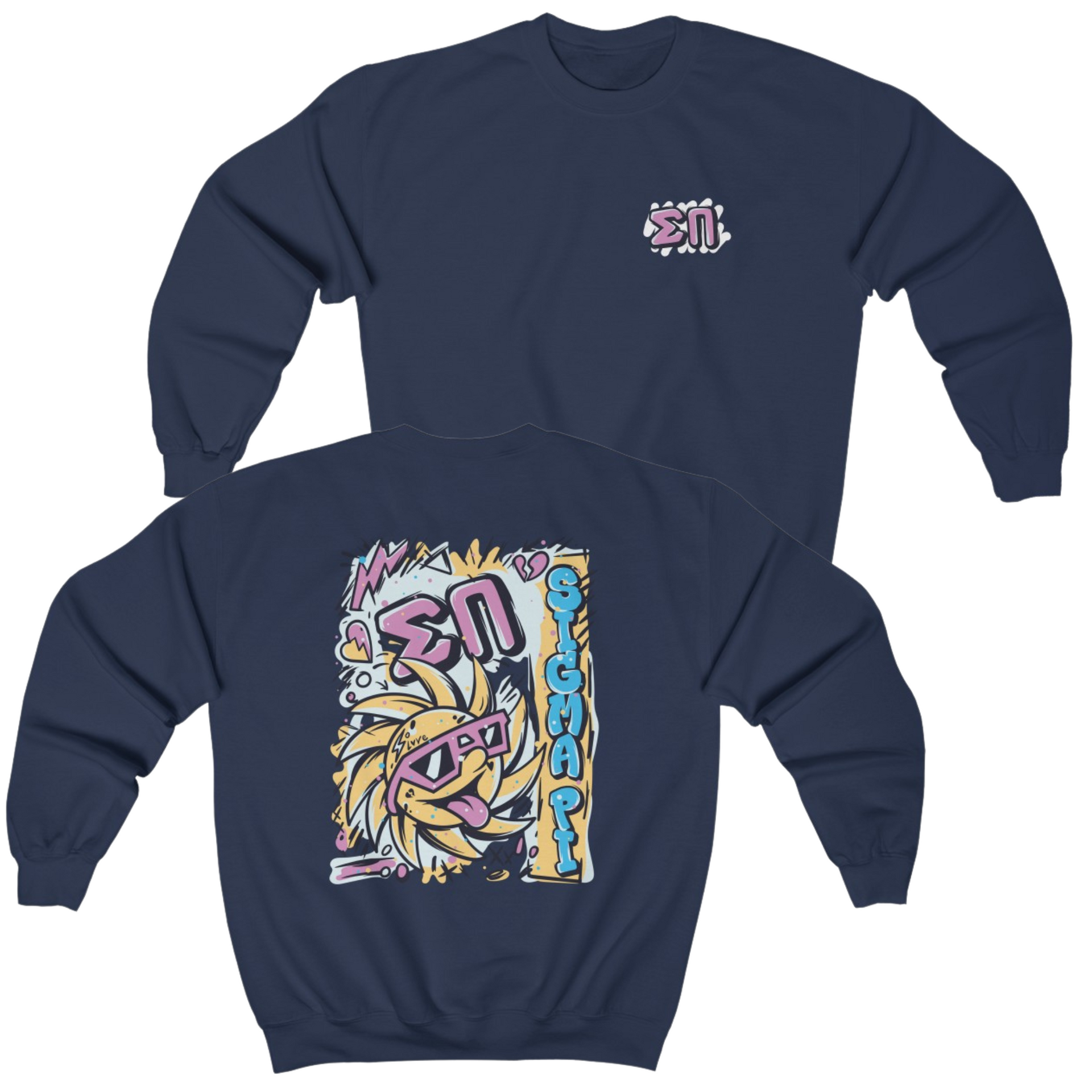 Navy Sigma Pi Graphic Crewneck Sweatshirt | Fun in the Sun | Sigma Pi Apparel and Merchandise