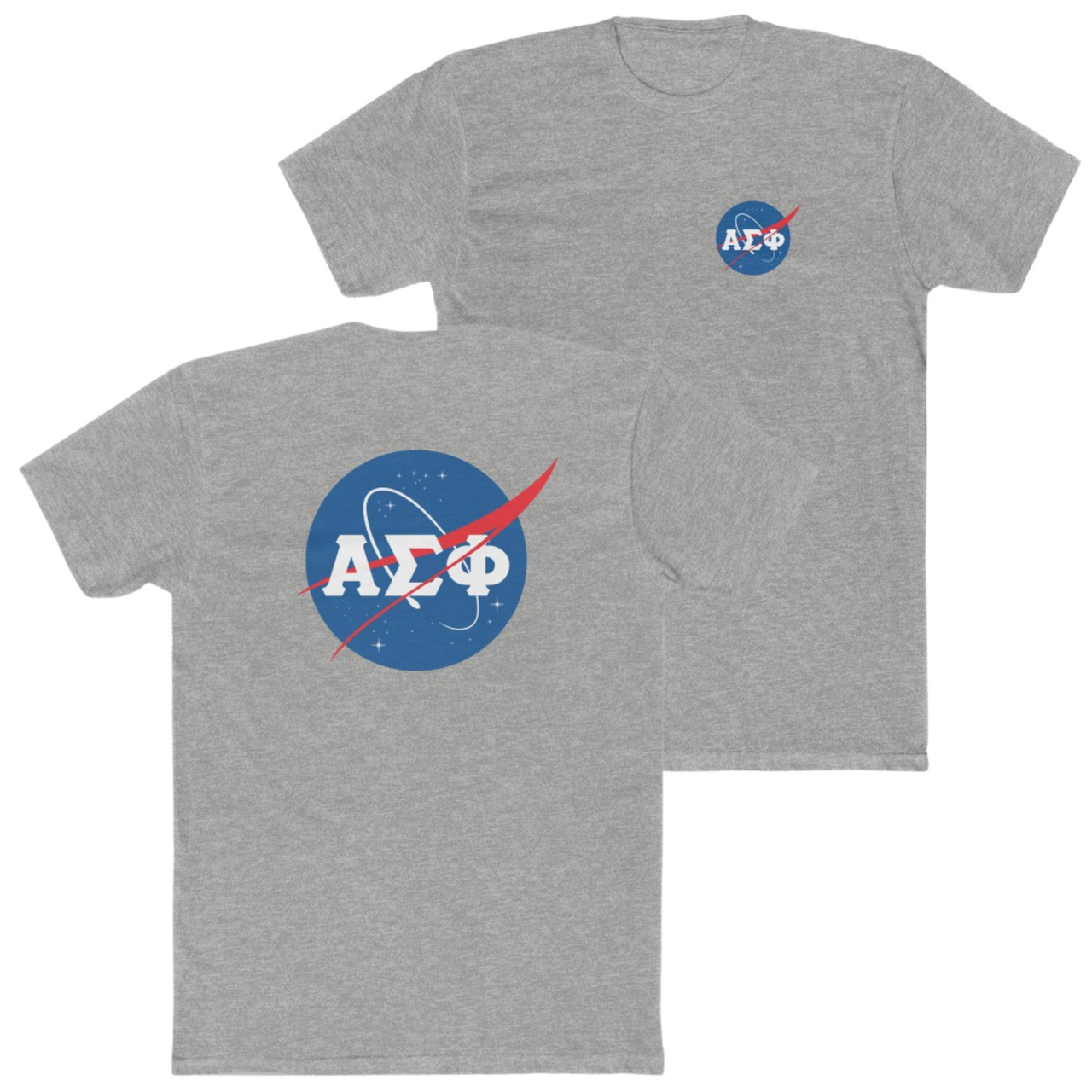 Grey Alpha Sigma Phi Graphic T-Shirt | Nasa 2.0 | Alpha Sigma Phi Fraternity T- Shirt 