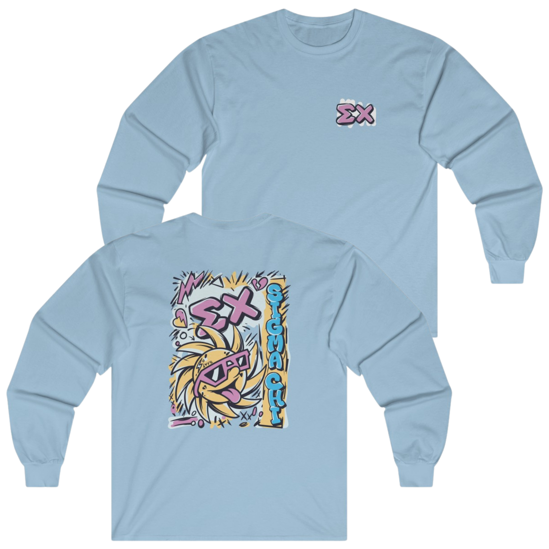 Light Blue Sigma Chi Graphic Long Sleeve | Fun in the Sun | Sigma Chi Fraternity Apparel