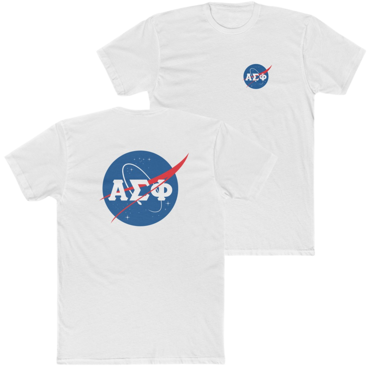 White Alpha Sigma Phi Graphic T-Shirt | Nasa 2.0 | Alpha Sigma Phi Fraternity T- Shirt 