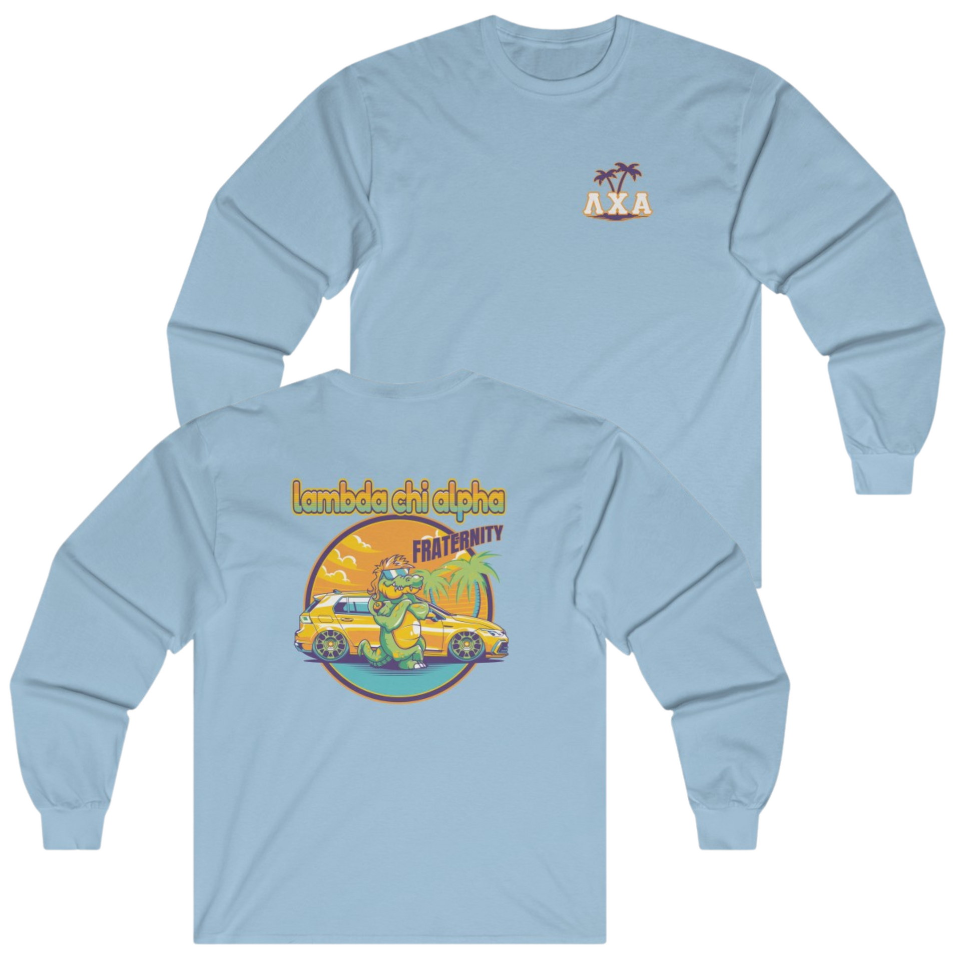 light blue Lambda Chi Alpha Graphic Long Sleeve | Cool Croc | Lambda Chi Alpha Fraternity Apparel 