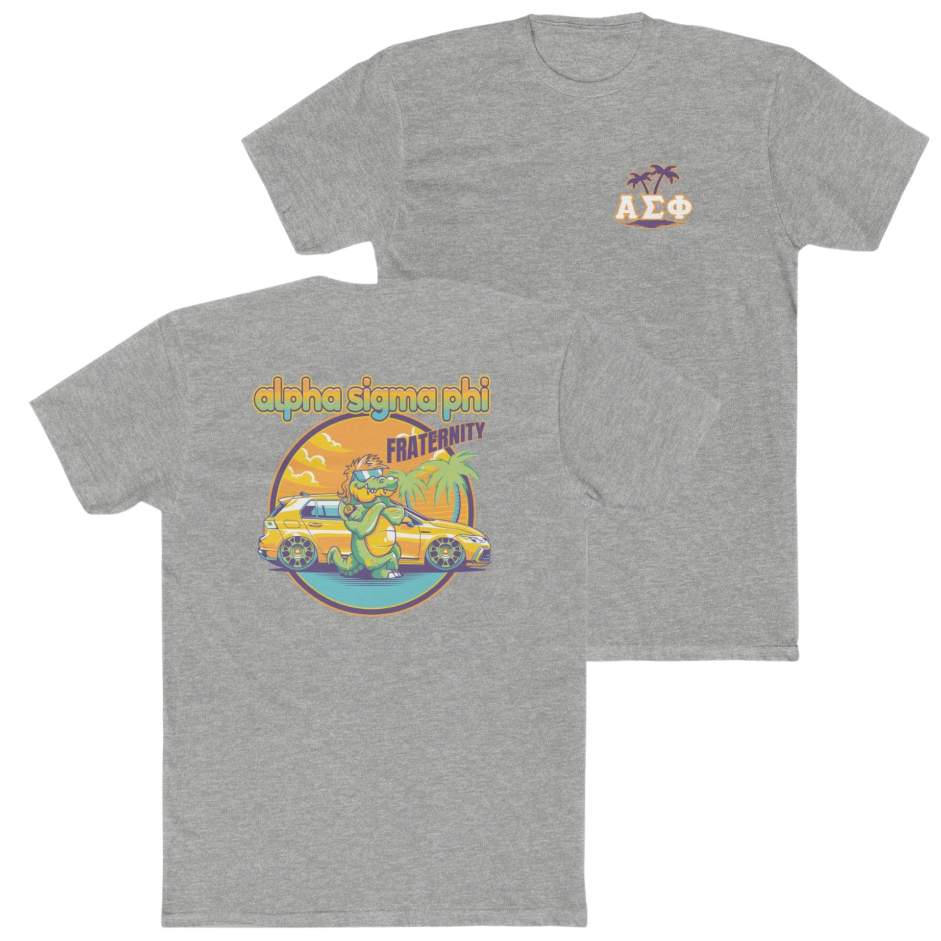 Grey Alpha Sigma Phi Graphic T-Shirt | Cool Croc | Alpha Sigma Phi Fraternity Shirt
