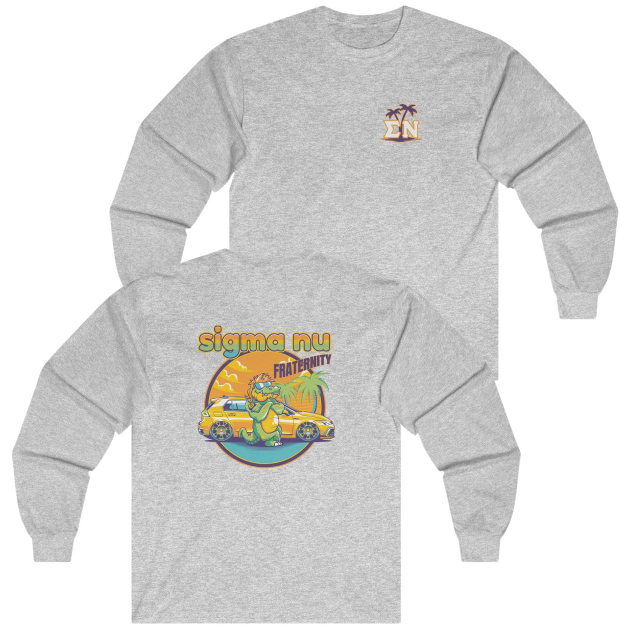 Grey Sigma Nu Graphic Long Sleeve | Cool Croc | Sigma Nu Clothing, Apparel and Merchandise