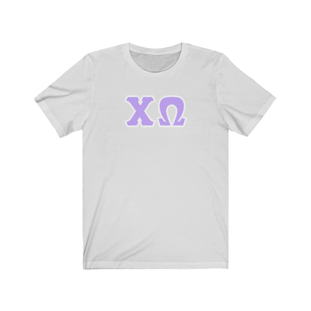 Chi Omega Print Letters | Purple with White Border T-Shirt