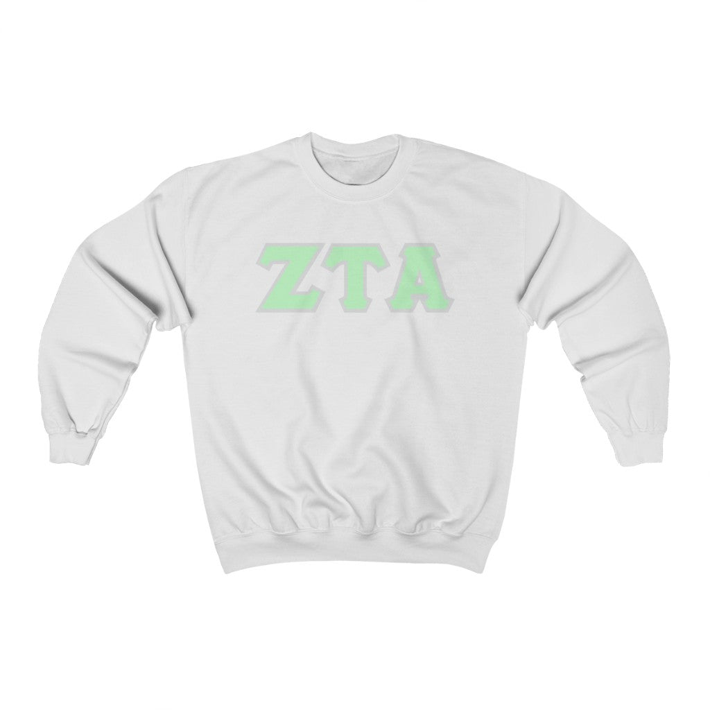 ZTA Printed Letters | Mint with Grey Border Crewneck