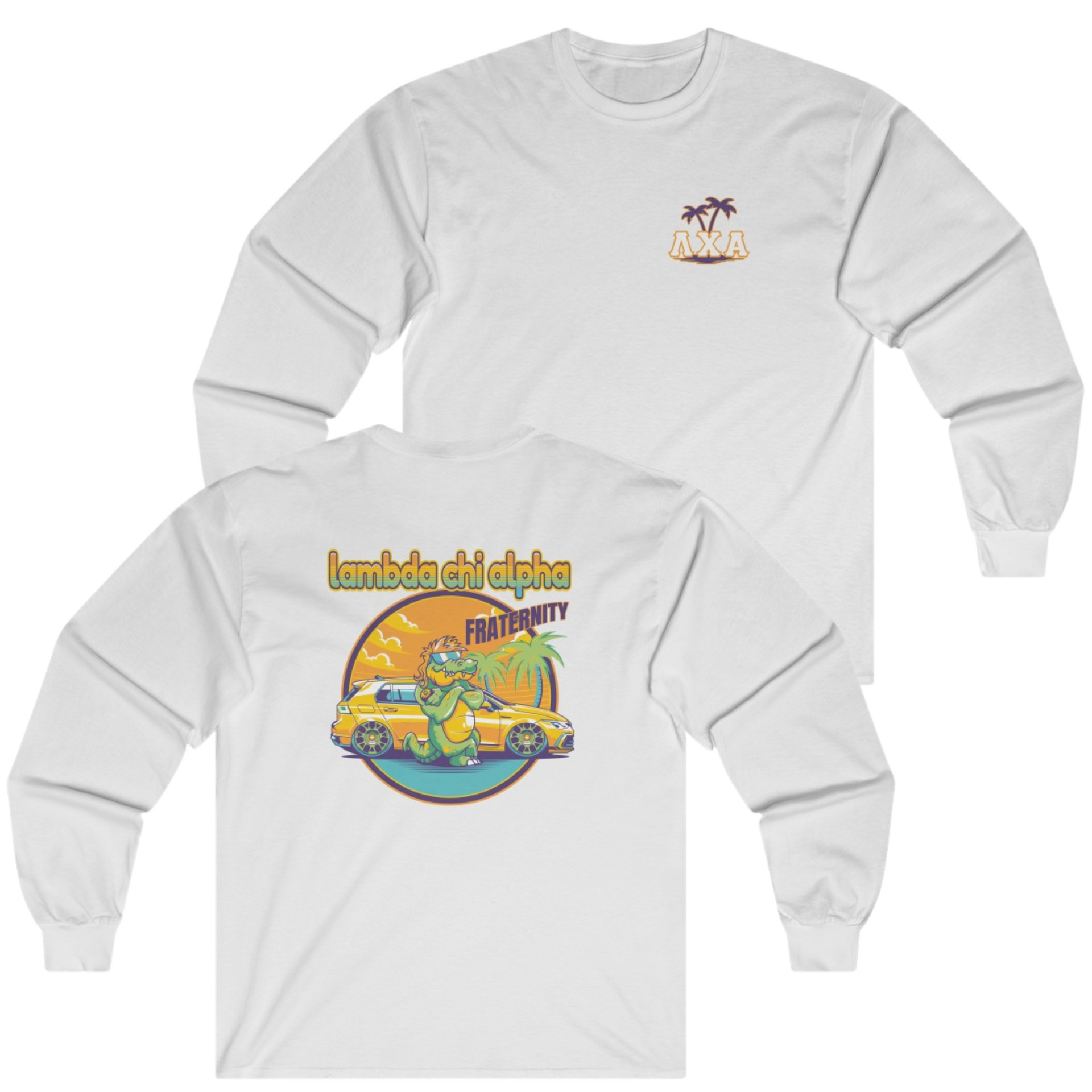 white Lambda Chi Alpha Graphic Long Sleeve | Cool Croc | Lambda Chi Alpha Fraternity Apparel 