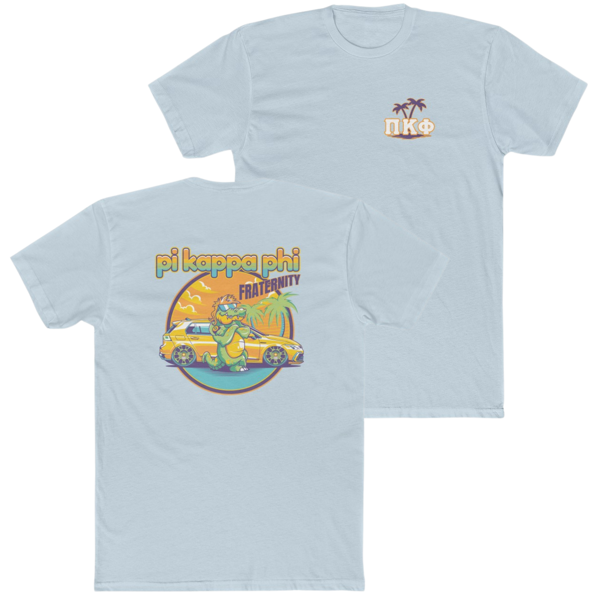 Light Blue Pi Kappa Phi Graphic T-Shirt | Cool Croc | Pi Kappa Phi Apparel and Merchandise 