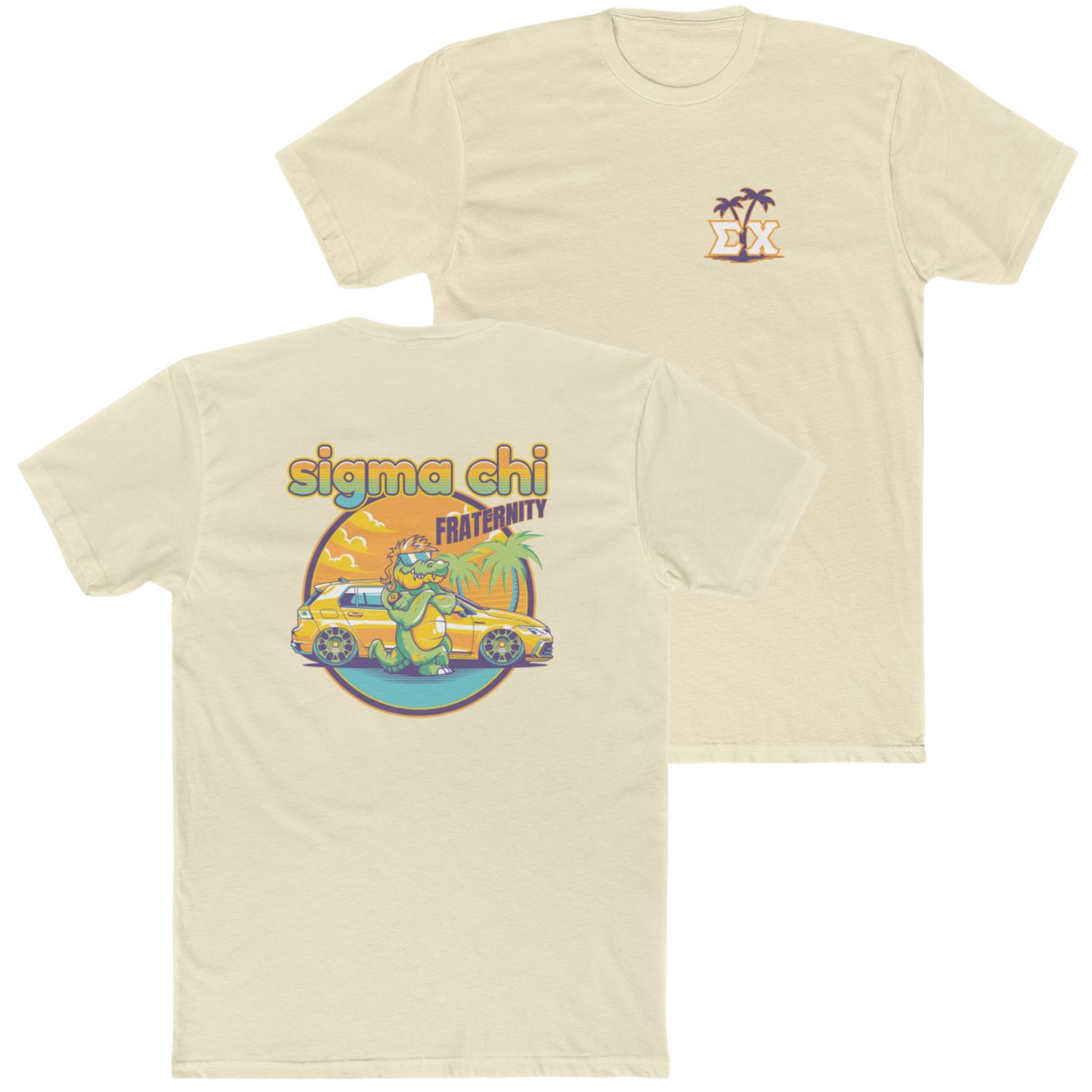 Sand Sigma Chi Graphic T-Shirt | Cool Croc | Sigma Chi Fraternity Apparel